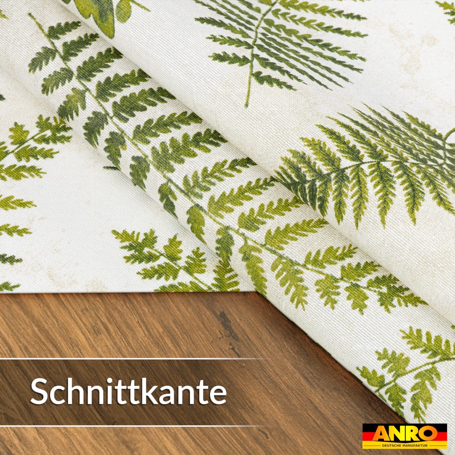 ANRO Tischdecke abwaschbar Baumwolloptik Farn Grün wetterfest Gartentischdecke (Einzelstück 1-tlg, eine Tischdecke), Stofftischdecke schmutzabweisend Rund 100 Farn Grün