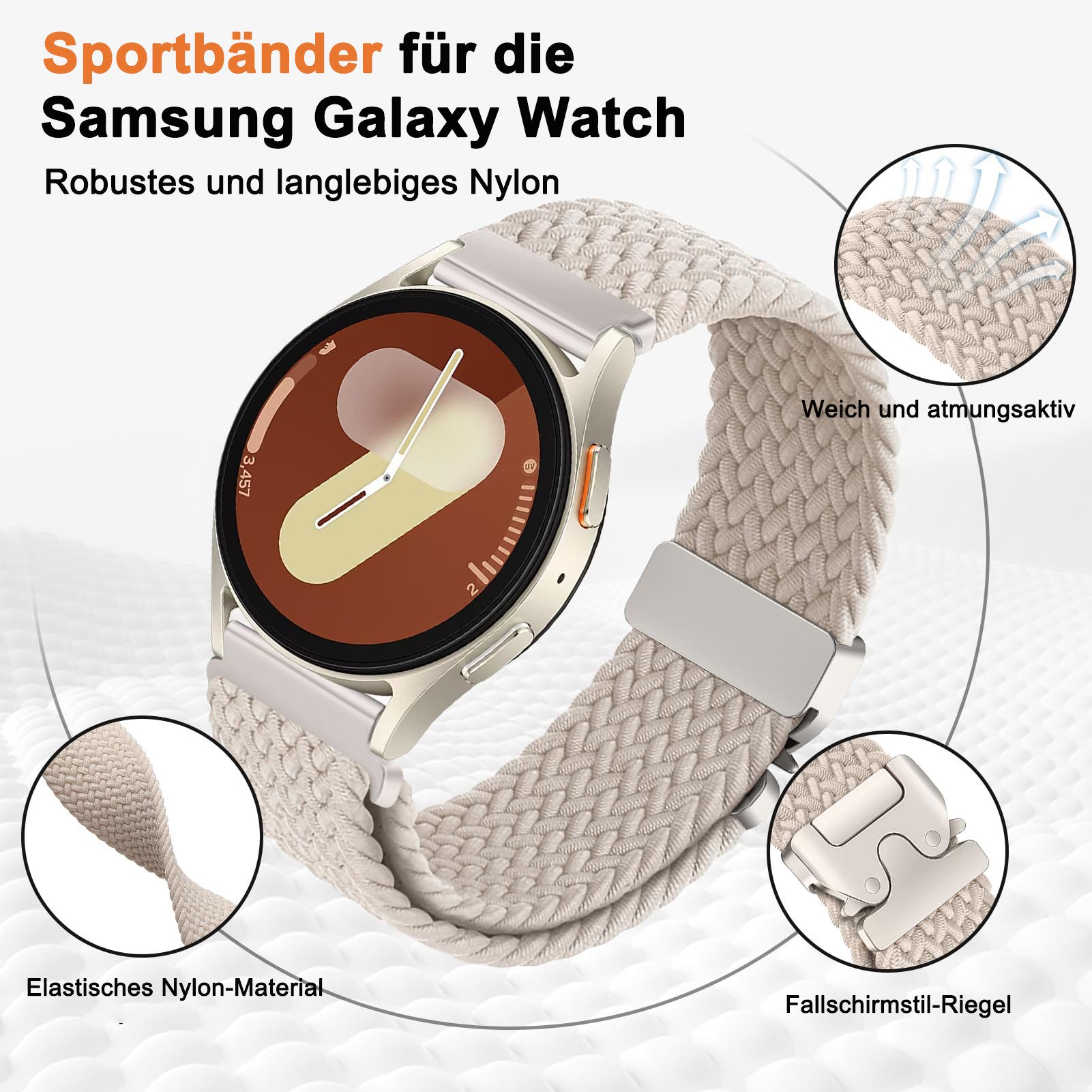 FOUORTUNATE-BEE Armband Smartwatch-Armband 20mm Uhrenarmband für Smartwatch (Ersatzband für Damen Herren (Nur Armband, keine Uhr), Armbänder 20mm Kompatibel mit – Bild 4 von 5