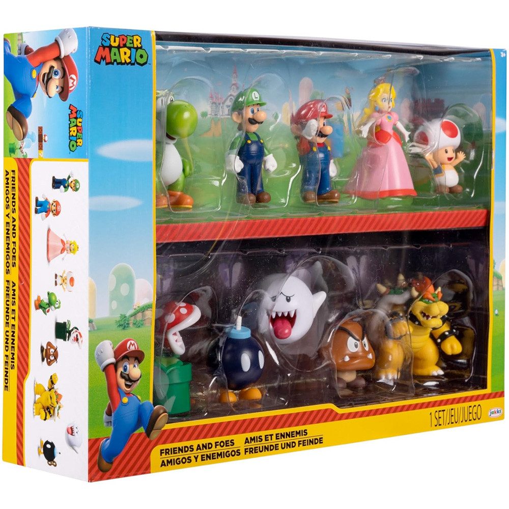 Super Mario Actionfigur Nintendo Super Mario Figuren 10er Set Freunde und Feinde, 6,5 cm