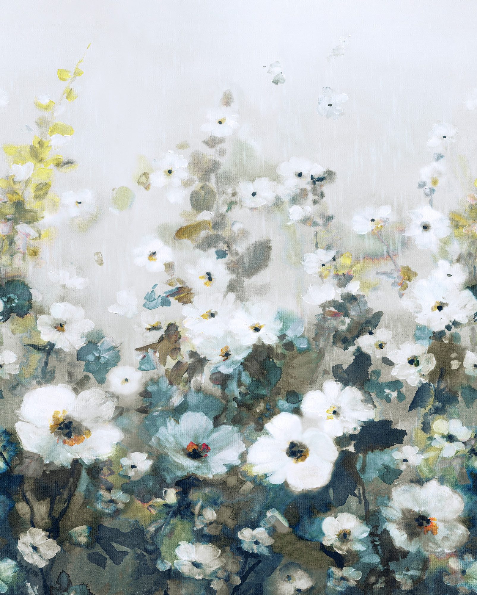 Rasch Fototapete Blumenwiese - Vliestapete Türkis, floral, bedruckt, (1 Rolle, 1 St., Kollektion 'Magicwalls' - 2,65 m x 2,12 m), Lichtbeständige Farben - Feucht abwischbar - Restlost abziehbar