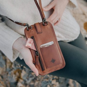 DRAKENSBERG Handytasche zum Umhängen »Vic« Vintage-Braun, Leder Smartphone Tasche mit Münz- und Geldfach für Herren, handgemacht