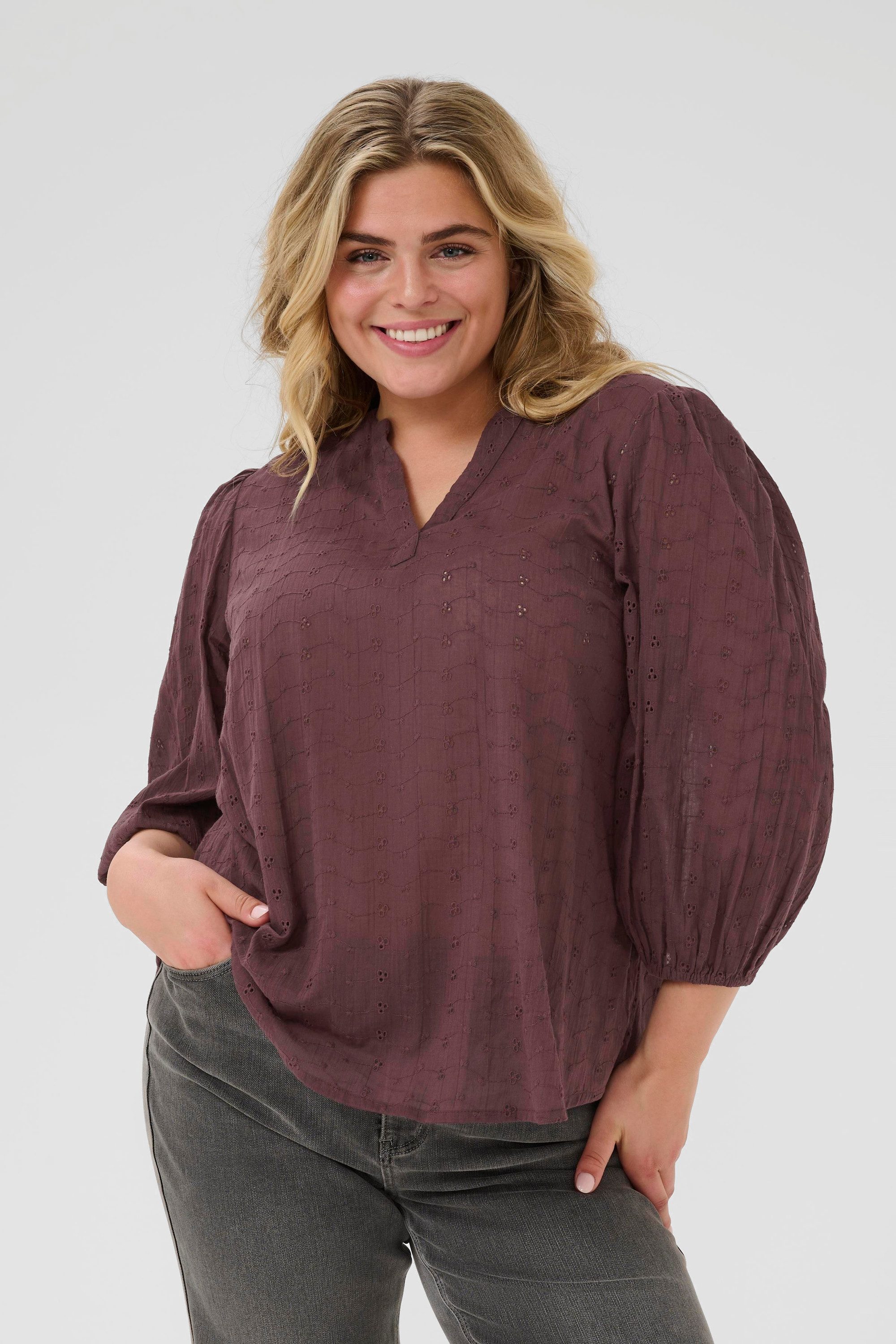 KAFFE Curve Langarmbluse Langarm-Bluse KCmaia Große Größen