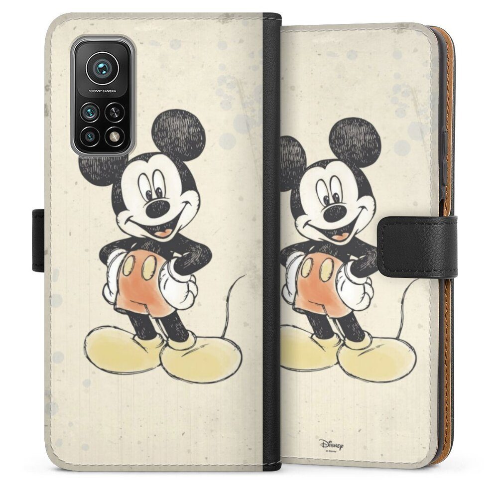 DeinDesign Handyhülle Offizielles Lizenzprodukt Mickey & Minnie Mouse Wasserfarbe, Xiaomi Mi 10T Pro 5G Hülle Handy Flip Case Wallet Cover