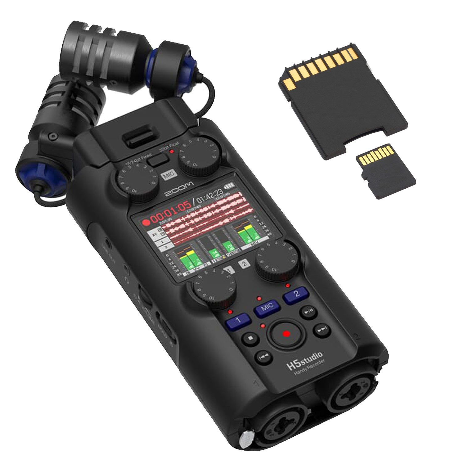 Zoom Audio Zoom Audio-Recorder H5 Studio mit Speicherkarte Digitales Aufnahmegerät (Mobiler Audio-Rekorder mit Speicherkarte)