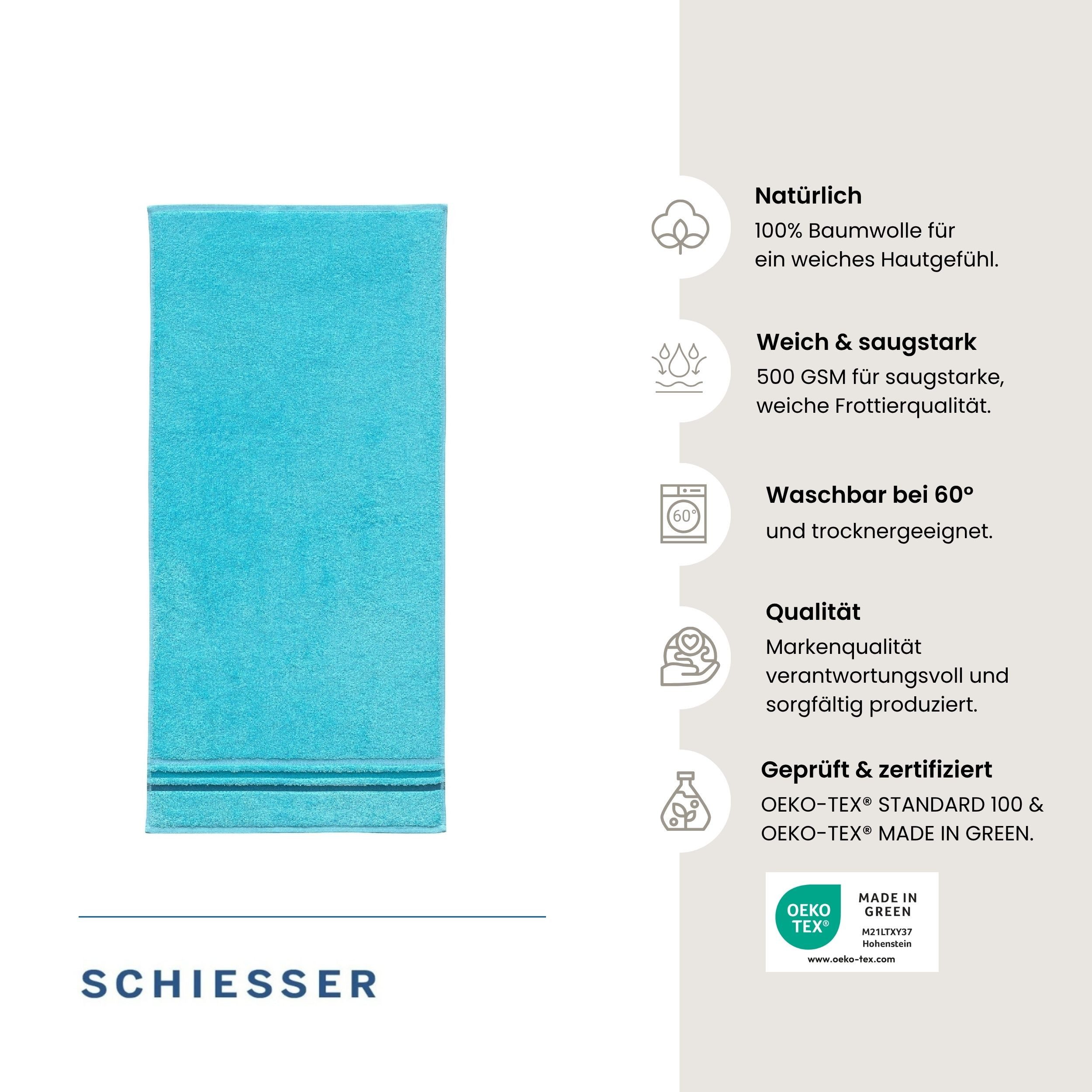 Schiesser Duschtücher Skyline Color aus 100 % Baumwolle mit eleganter Streifenbordüre, Frottier (Set, 2-St), OEKO-TEX® MADE IN GREEN – Bild 2 von 5