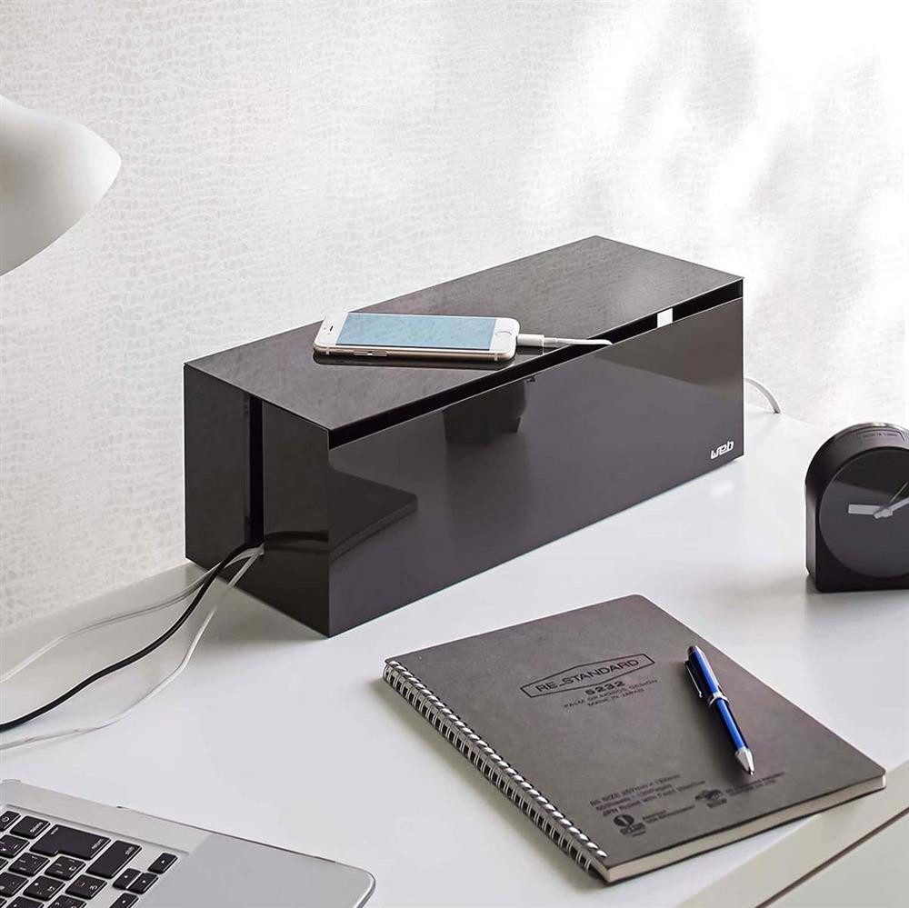 Yamazaki Kabelkanal Web Kabelorganizer für Schreibtisch für Kabel und Steckdosen, Kabelmanagementbox, Kabelorganizer, Kabelbox
