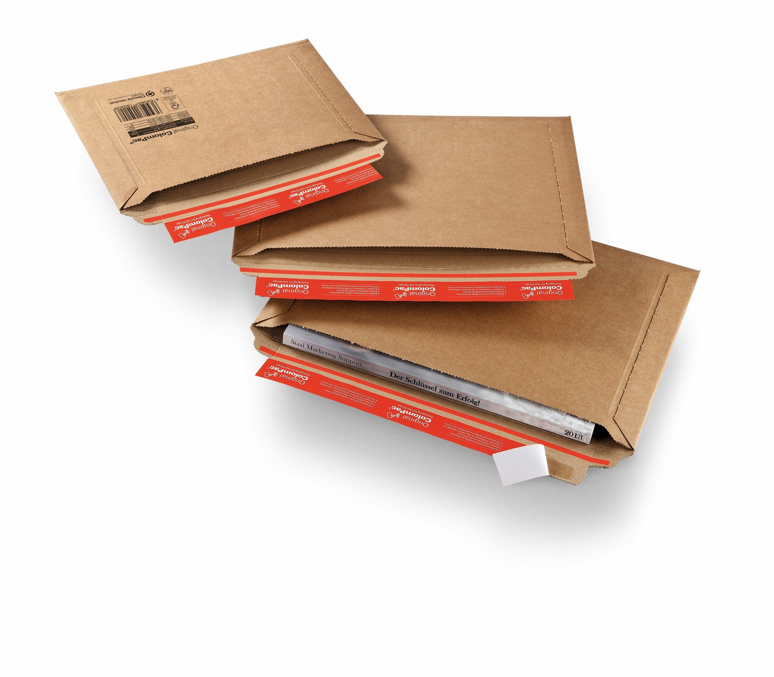 COLOMPAC Versandtasche 20 Versandtaschen CP015.02 aus Wellpappe - 28,8x20cm, Querbefüllung