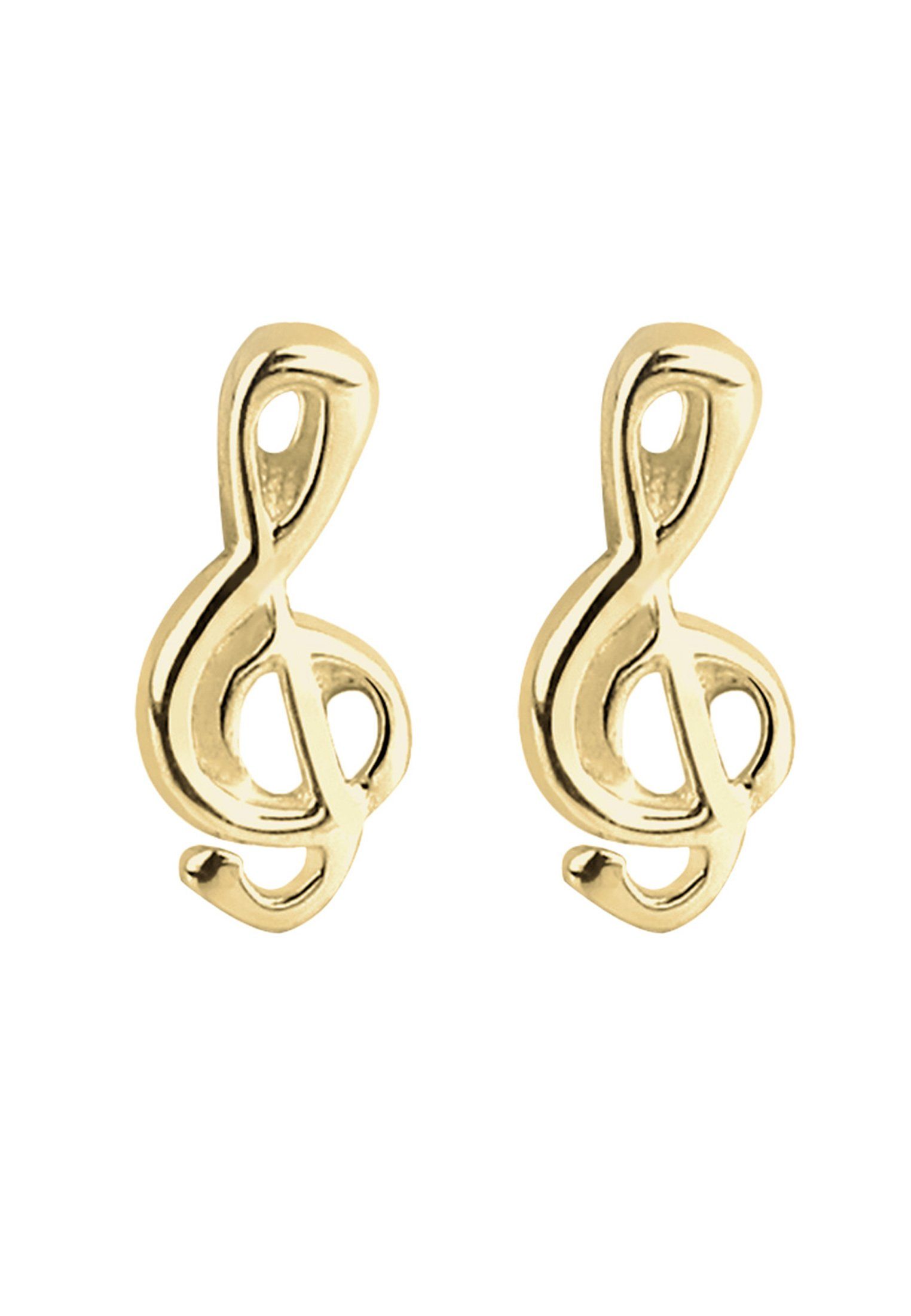 Premium hochwertiger Paar sehr Ohrstecker Juweliersqualität Elli In gefertigt Notenschlüssel Gelbgold, 375 Filigran Kinder