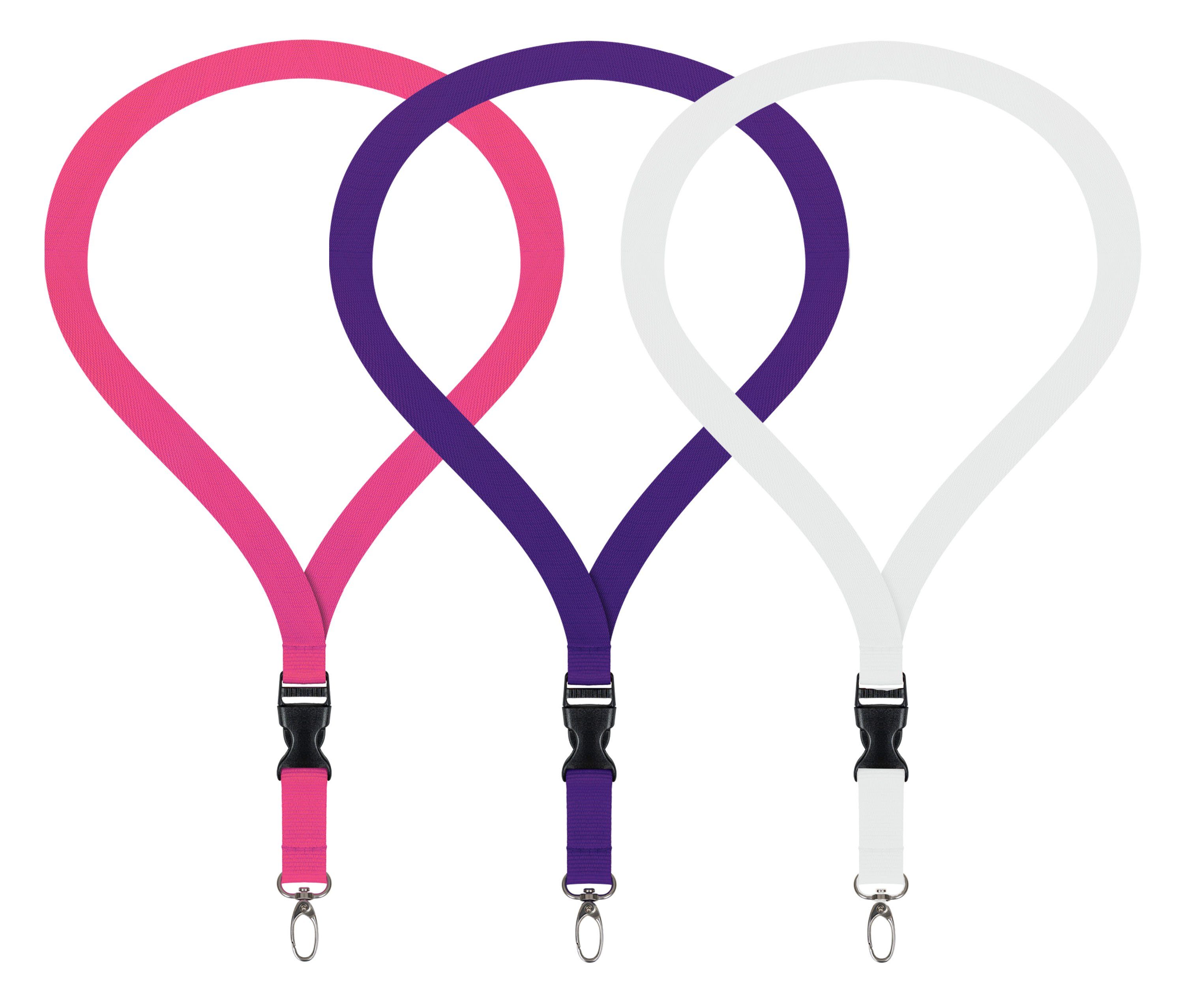 WEBBOMB Schlüsselanhänger 3x Lanyard unbedruckt Schlüsselbänder Schlüsselband Umhängeband 20 mm