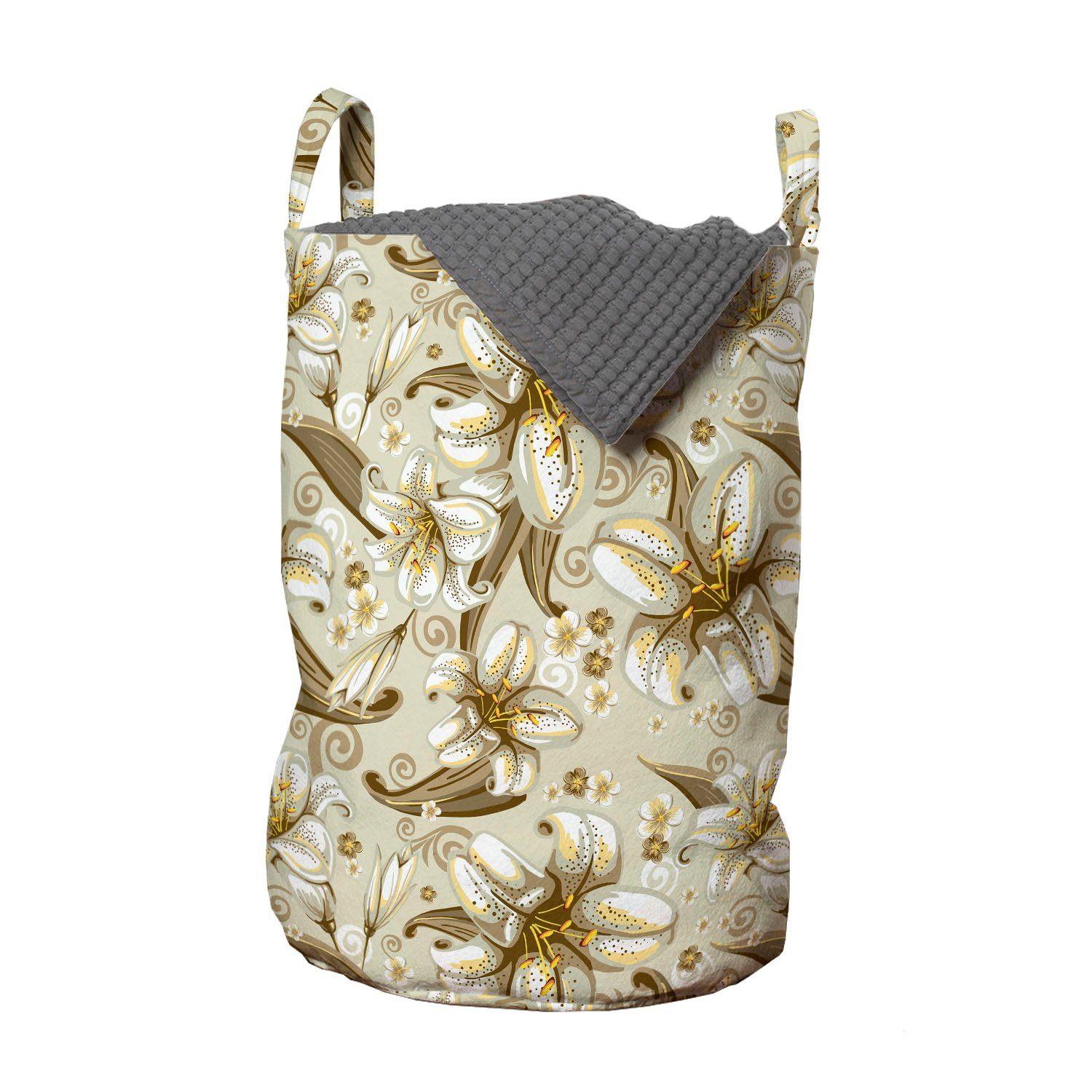 Abakuhaus Wäschesäckchen Wäschekorb mit Griffen Kordelzugverschluss für Waschsalons, Blumen Blühende Blumen Blütenblätter