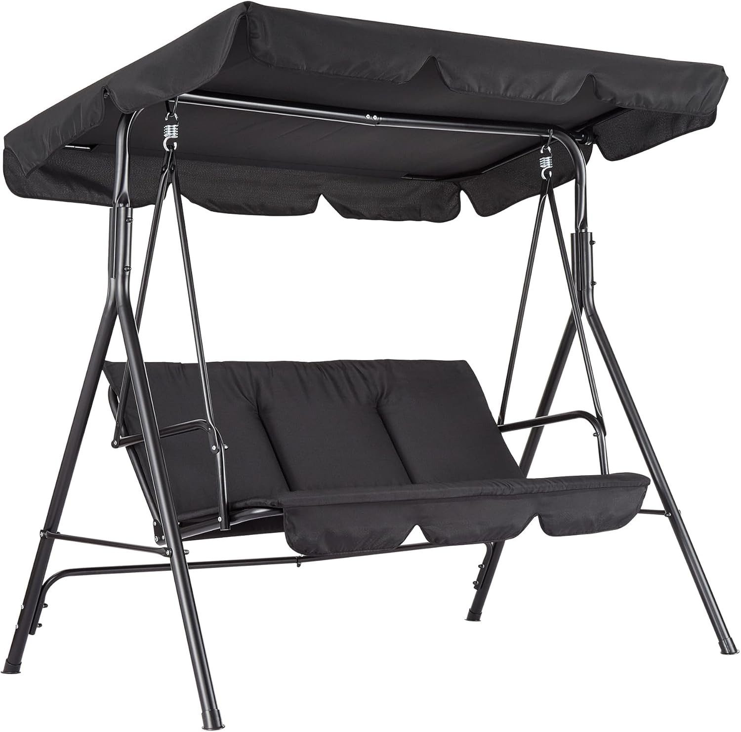 GarveeMore Hollywoodschaukel 3-Sitzer mit wasserdichtem Dach,Gartenschaukel,1 tlg, Relaxfunktionen Schaukel mit dicker Sitzfläche für Garten,Balkon