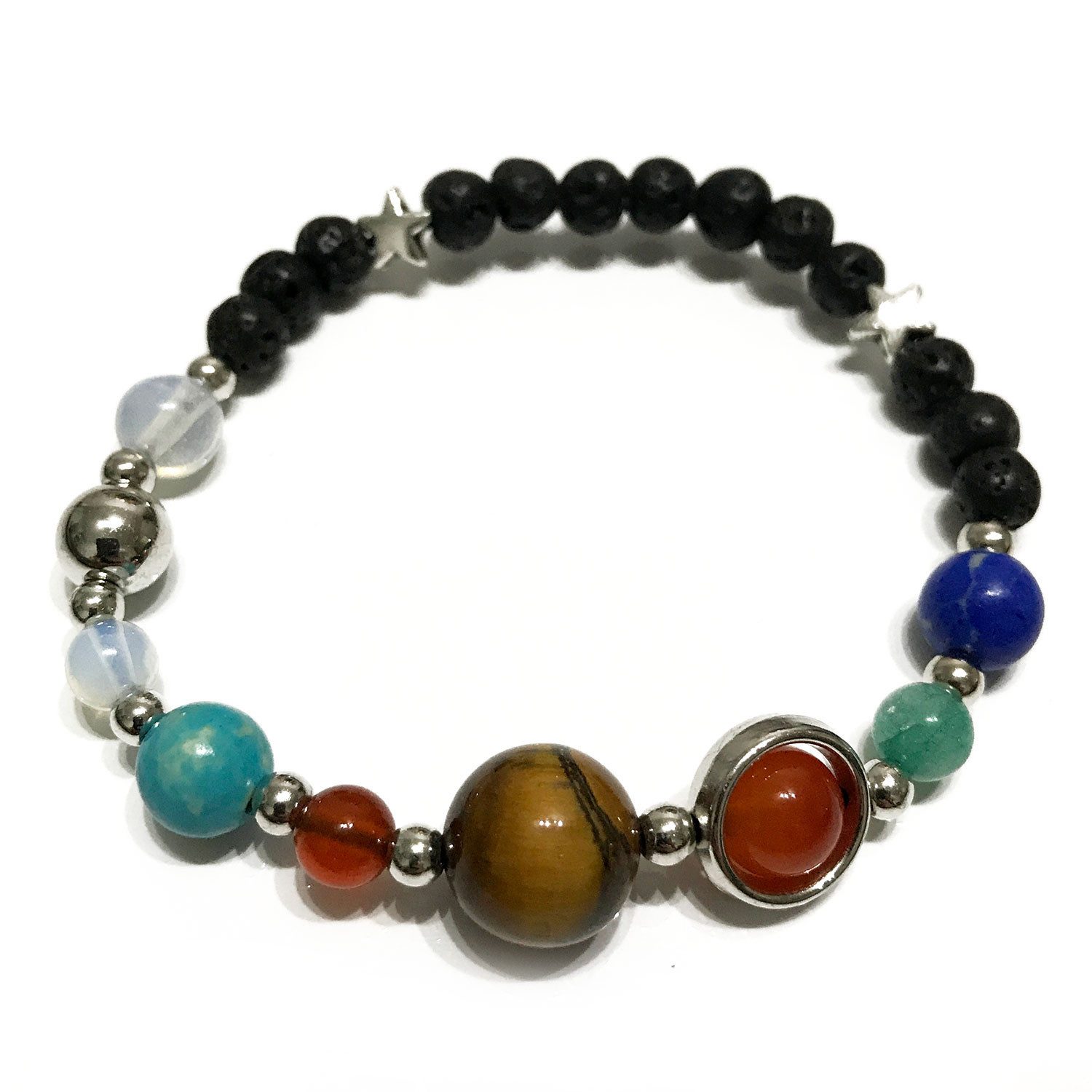 Bali-Homedecor Armband Lava-Steinarmband - Silber Sonnensystem günstig online kaufen