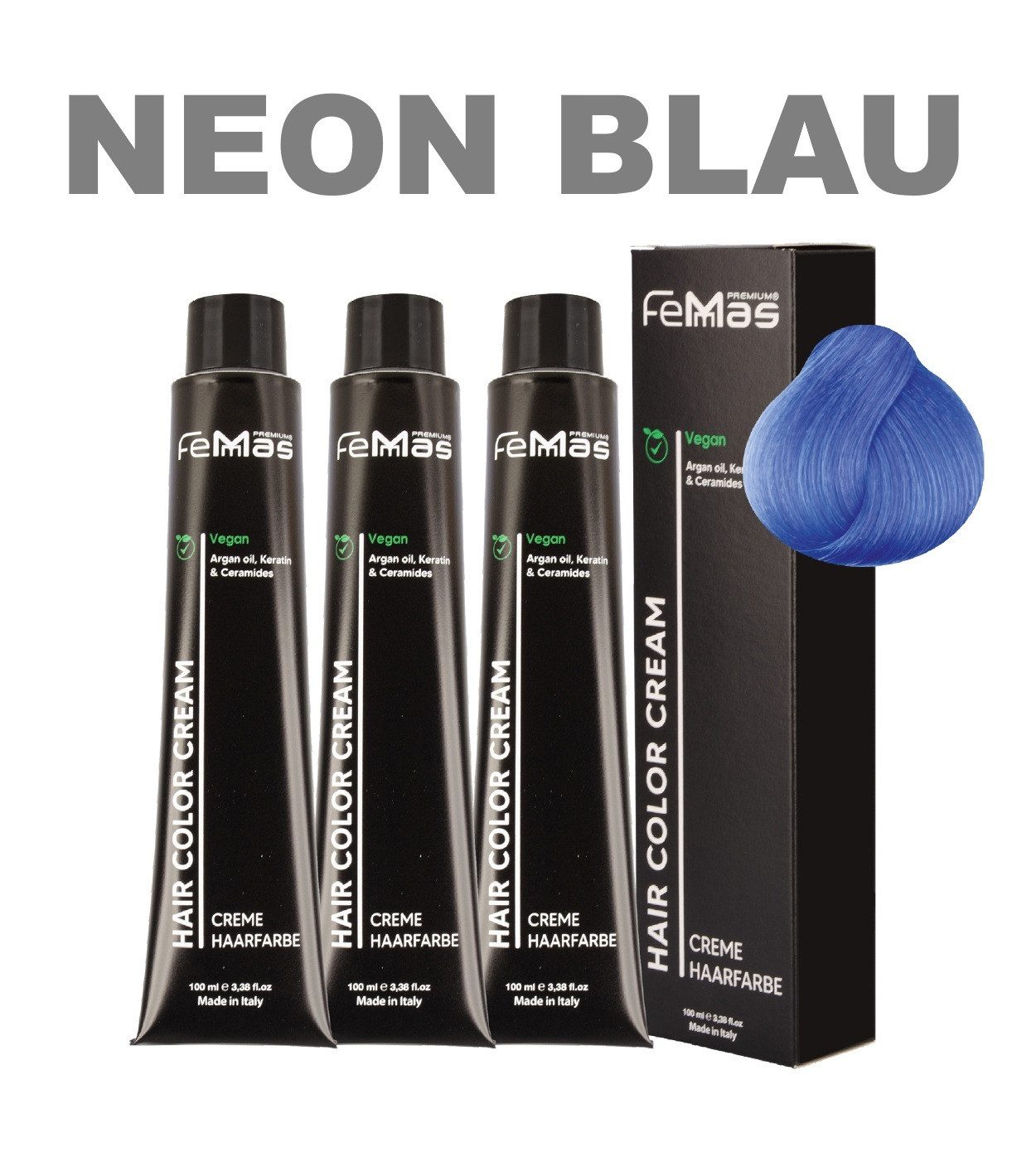 Femmas Premium Haarfarbe FemMas professionelle Haarfarbe mit Arganöl 3 x 100 ml