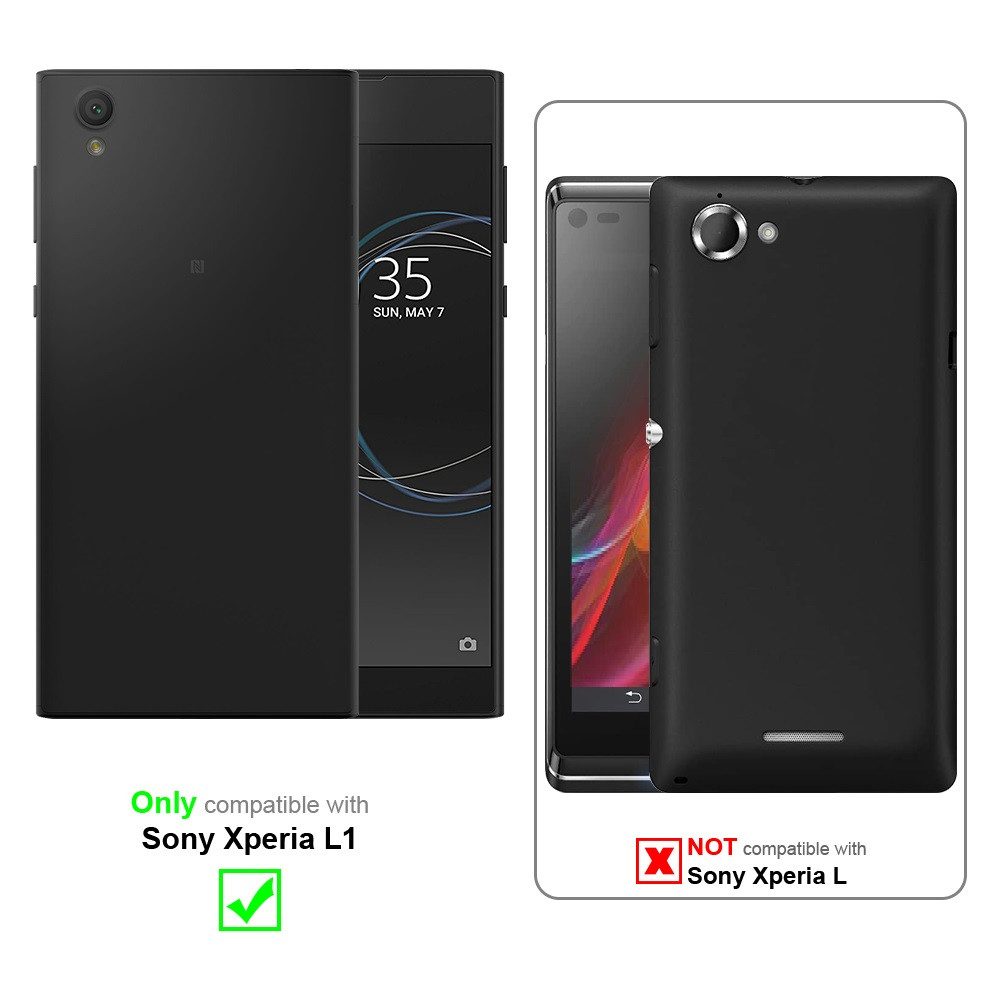 Cadorabo Handyhülle für Sony Xperia L1 Hülle Sony Xperia L1, Schutzhülle Hülle mit Standfunktion, Magnetverschluss und Kartenfach