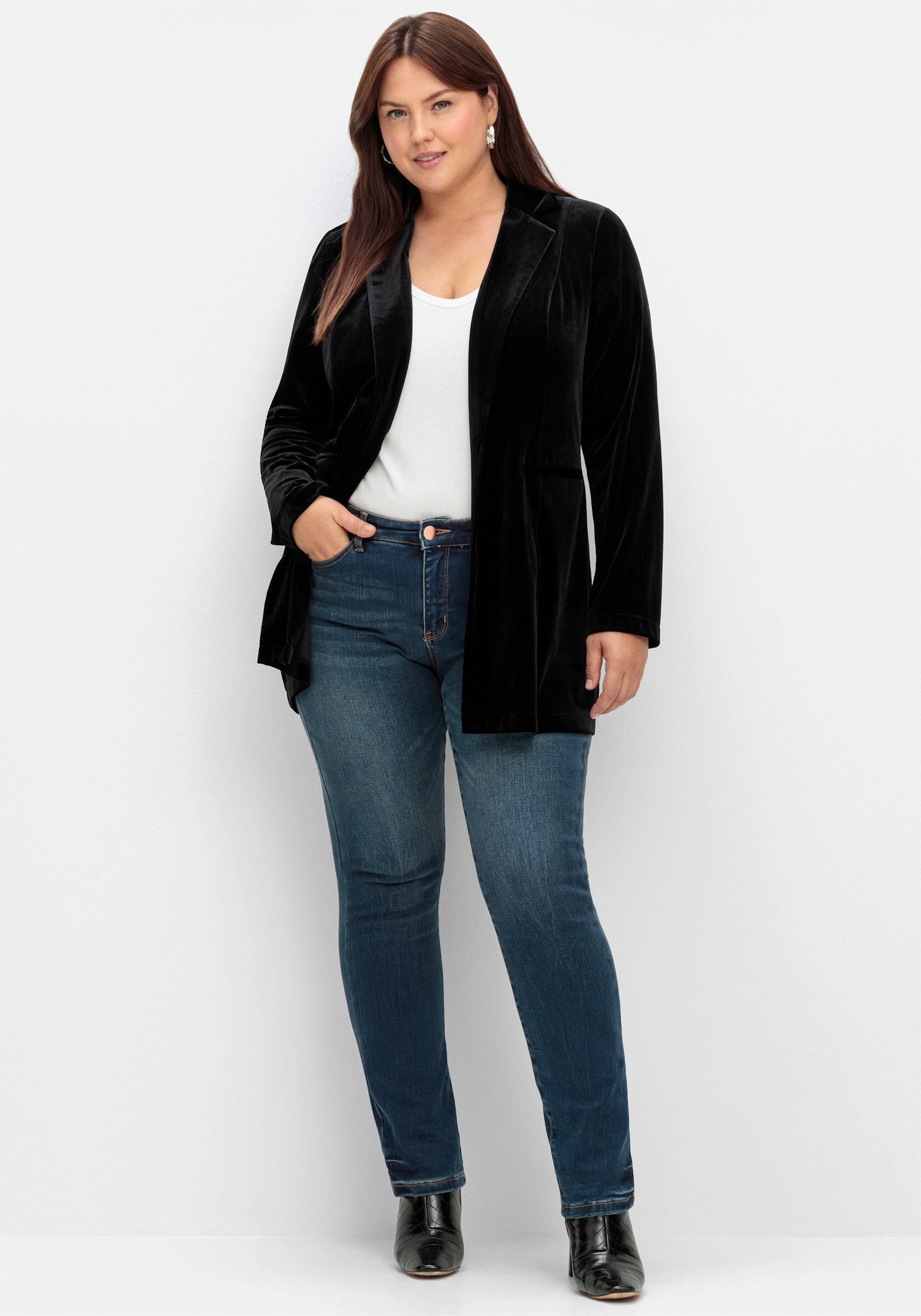 Sheego Blusenblazer Samtblazer günstig online kaufen