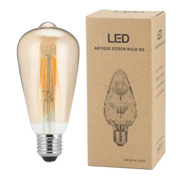 LETGOSPT Flutlichtstrahler E27 LED Edison Glühbirne Retro Glühbirne 4W Vintage Stil LED Birne, Warmweiß, ST64 G125 Antike Bulb, 2700K Amber Warm Nostalgie und Retro-Licht