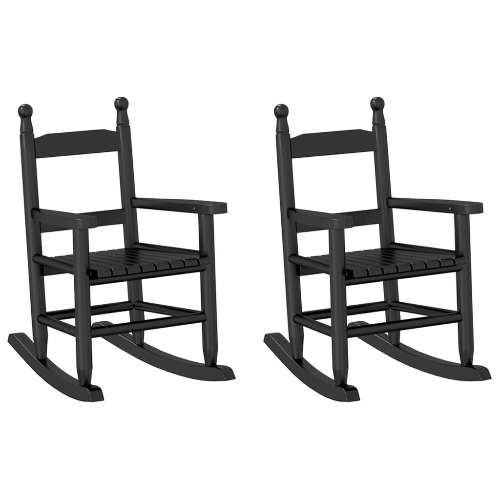 vidaXL Schaukelstuhl Schaukelstuhl für Kinder 2 Stk. Schwarz Massivholz Pappel (2 St)