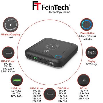 FeinTech PLG02400 Laptop Powerbank 24000 mAh, Wireless Charging, DC-Ausgang 12-24V