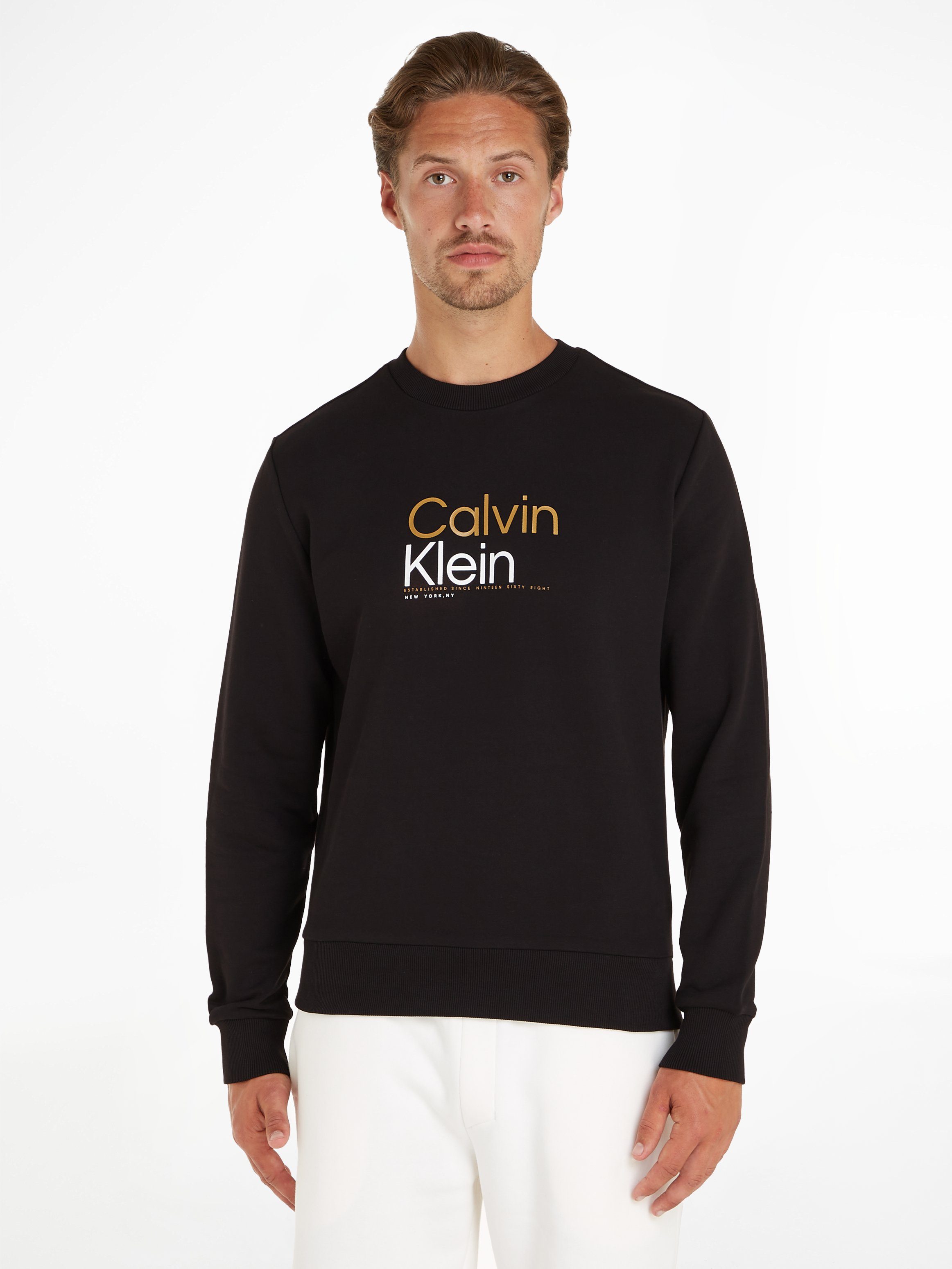 mit COLOR Sweatshirt Calvin Klein LOGO SWEATSHIRT Markenlabel MULTI