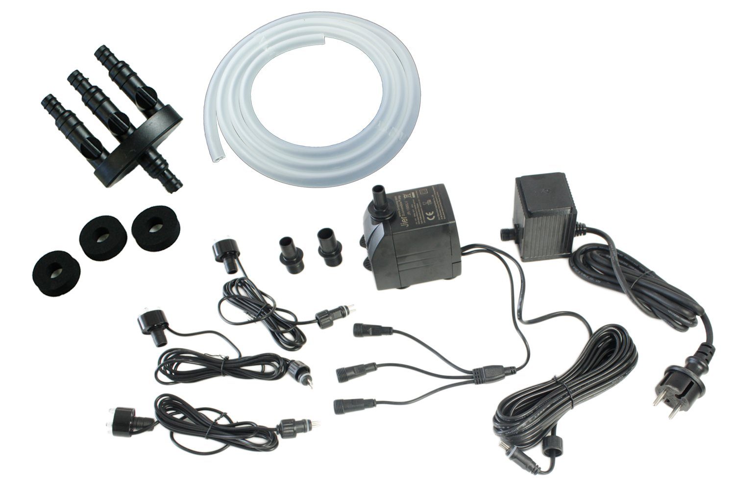 Arnusa Springbrunnenpumpe Komplett Set mit LED Beleuchtung und 3m Schlauch Springbrunnen, Gartenbrunnen Pumpe DIY Wasserspiel Set