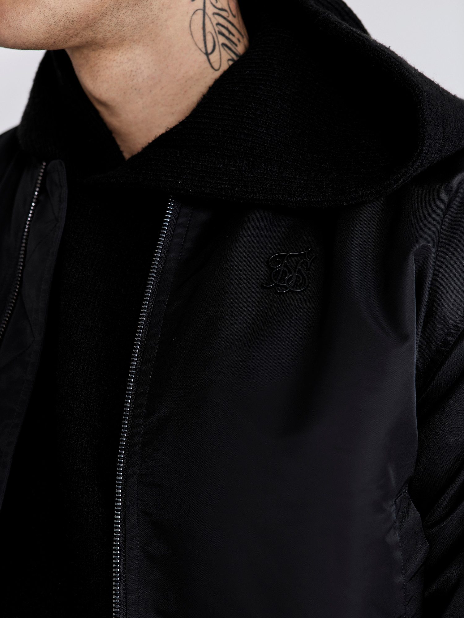 Siksilk Bomberjacke SikSilk Herren Schwarze Bomberjacke