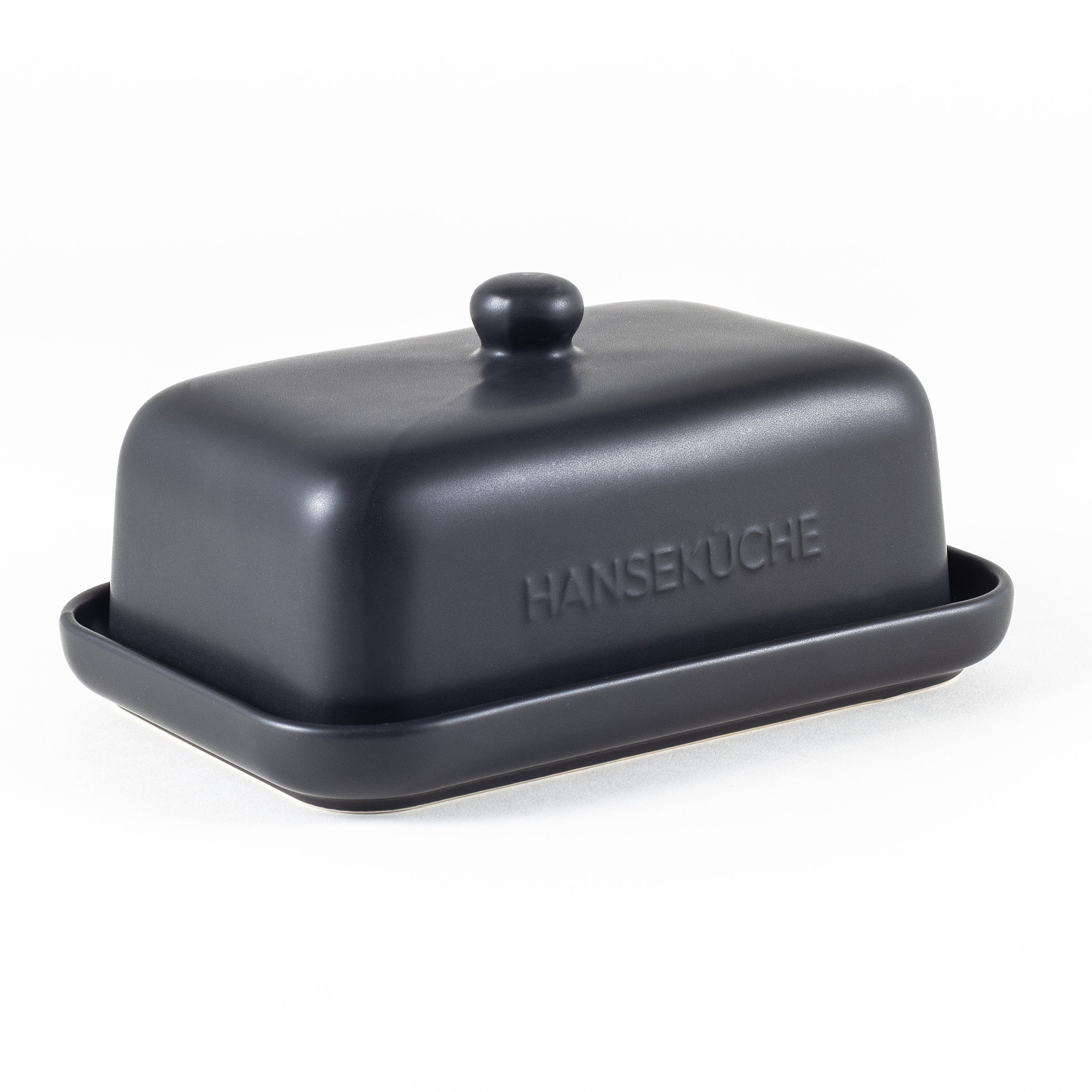 Hanseküche Butterdose Butterdose Keramik (250g), Keramik, (Butterdose aus Holz und Glas, 1-tlg., Butterdose), Optimale Größe, Hält lange frisch