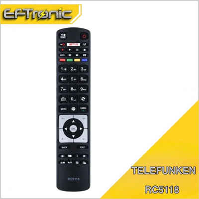 EFTronic RC5118 Fernbedienung (für TELEFUNKEN 4K UHD SmartTV aus 2016 - 2018 mit Direkttasten für)
