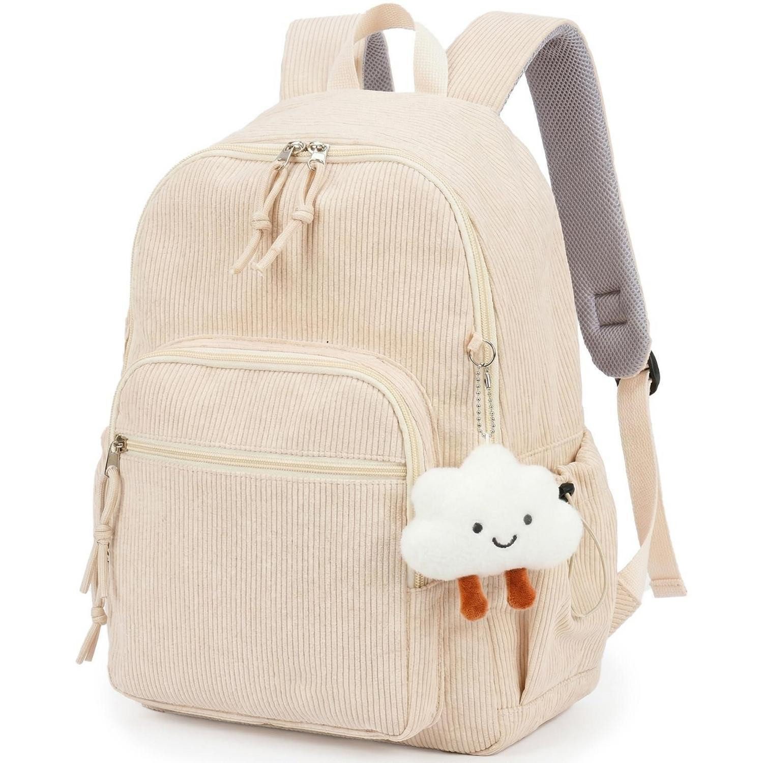 LuxusKollektion Laptoprucksack Cord Rucksack Damen Großer Laptop Rucksack Weiß