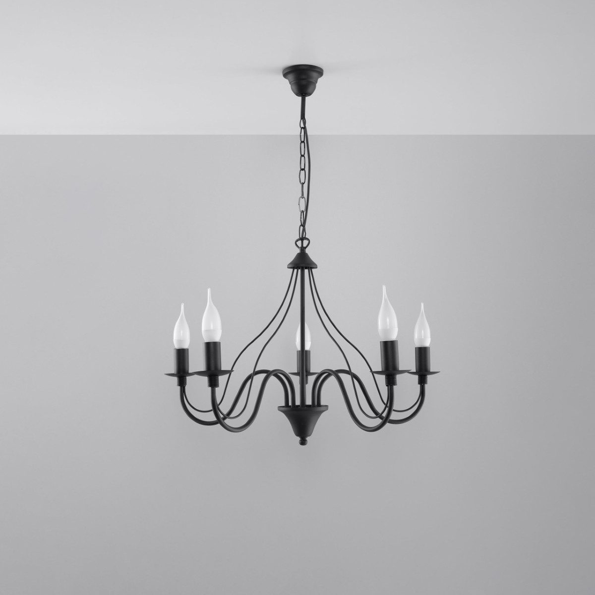 SOLLUX lighting Kronleuchter Kronleuchter Minerwa 5 Schwarz, Nicht enthalten – Bild 2 von 5