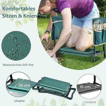 KOMFOTTEU Arbeitshocker Gartenhocker (3 St), klappbar, bis 150kg, mit 2 Werkzeugtaschen