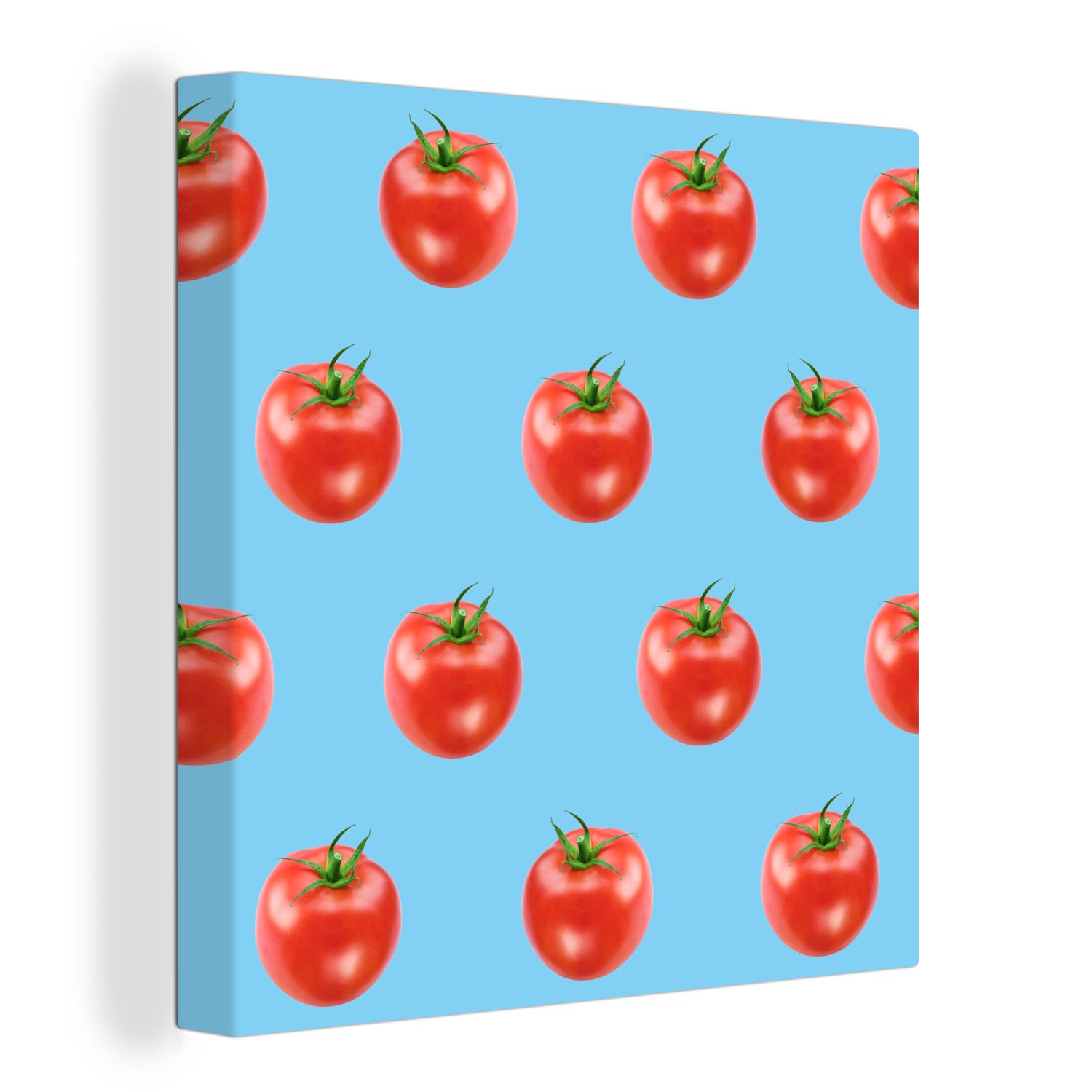 Tomate Wohnzimmer (1 - Leinwandbild Leinwand Blau, Muster Bilder Schlafzimmer OneMillionCanvasses® St), - für