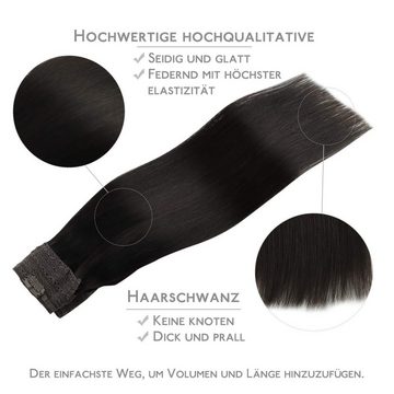 Wennalife Echthaar-Extension 100 % Echthaarverlängerungen, Halo-Haare, natürliches Schwarz