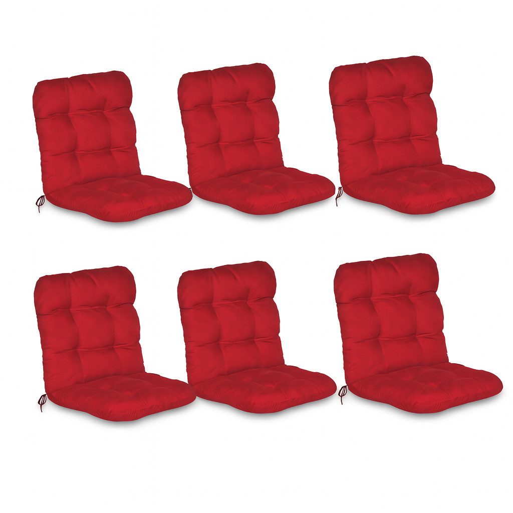 Beautissu Sitzauflage 6er Set Niedriglehner Auflagen Set Flair NL, 100x50x8cm, Rot, 6er Sitzkissen Niederlehner, Sitzpolster Gartenstuhl & Gartenmöbel