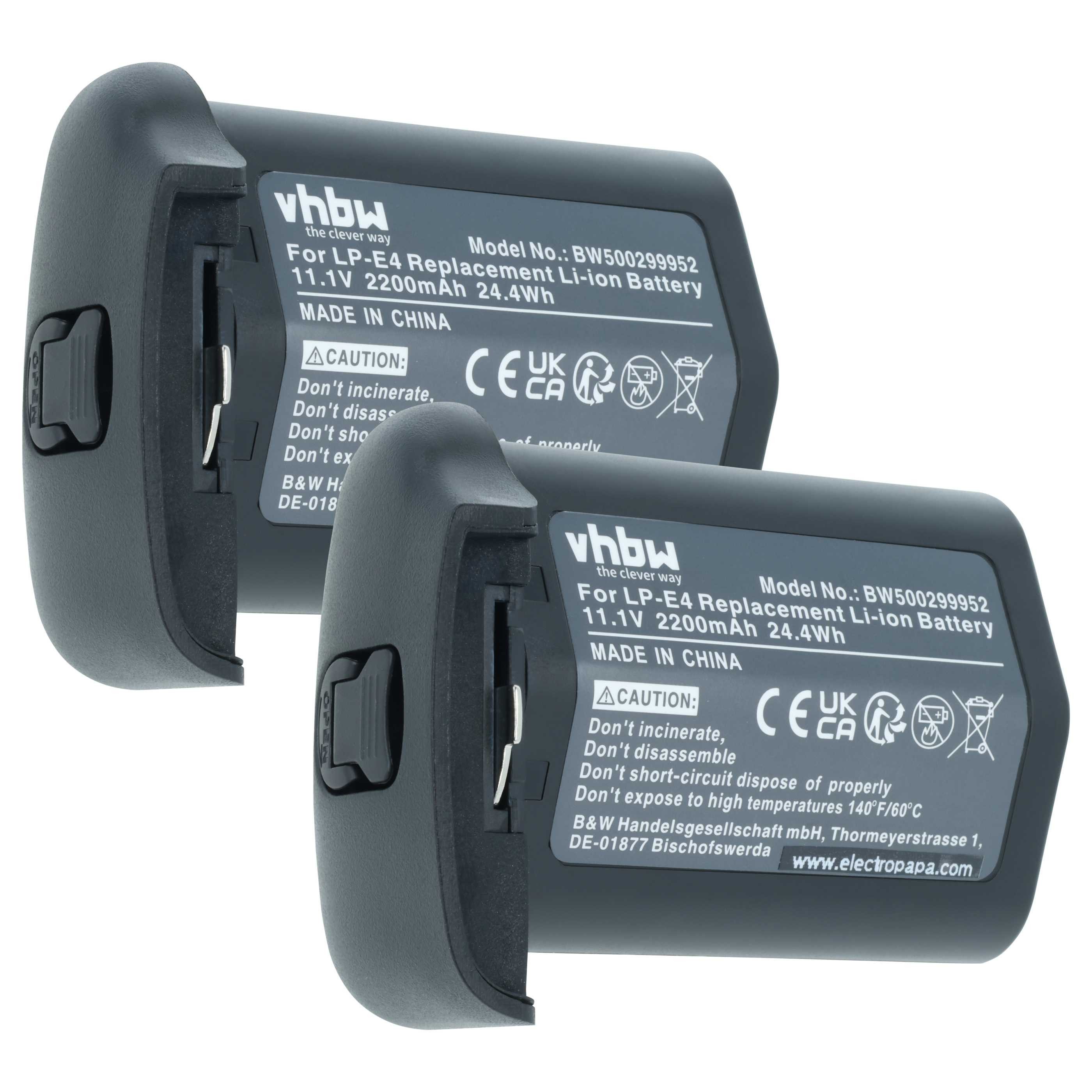 vhbw Akku passend für Canon EOS R3 Digitalkamera (2200 mAh, 11,1 V, Li-Ion) Kamera-Akku Akku Li-Ion 2200 mAh (11,1 V, 2 St), Leistungsfähige Austausch-Akkus für Digitalkamera, Spiegelreflexkamera