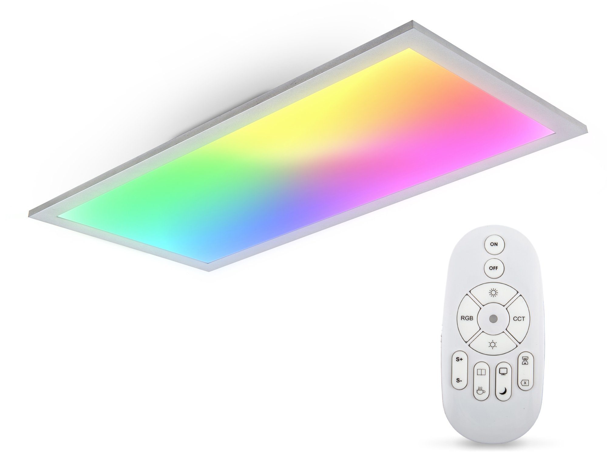 B.K.Licht Deckenleuchte, LED fest Farbtemp. RGB, stufenlos einstellbar, dimmbar, Fernbedienung Panel, integriert