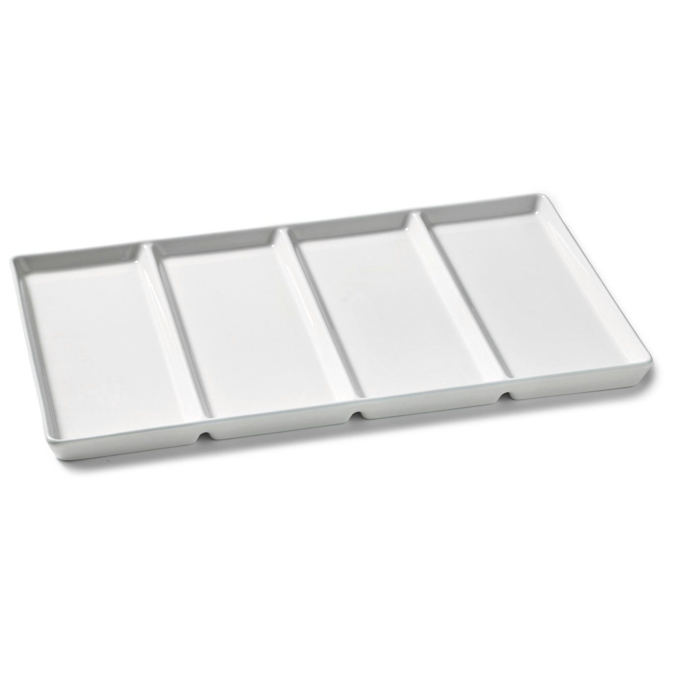 Betty Bossi Servierplatte Gourmet Servierplatte mit Fächern, rechteckige Porzellanplatte, weiß, Porzellan, (1 x Servierplatte), vier Unterteilungen, schlichtes Design, Länge 39 cm