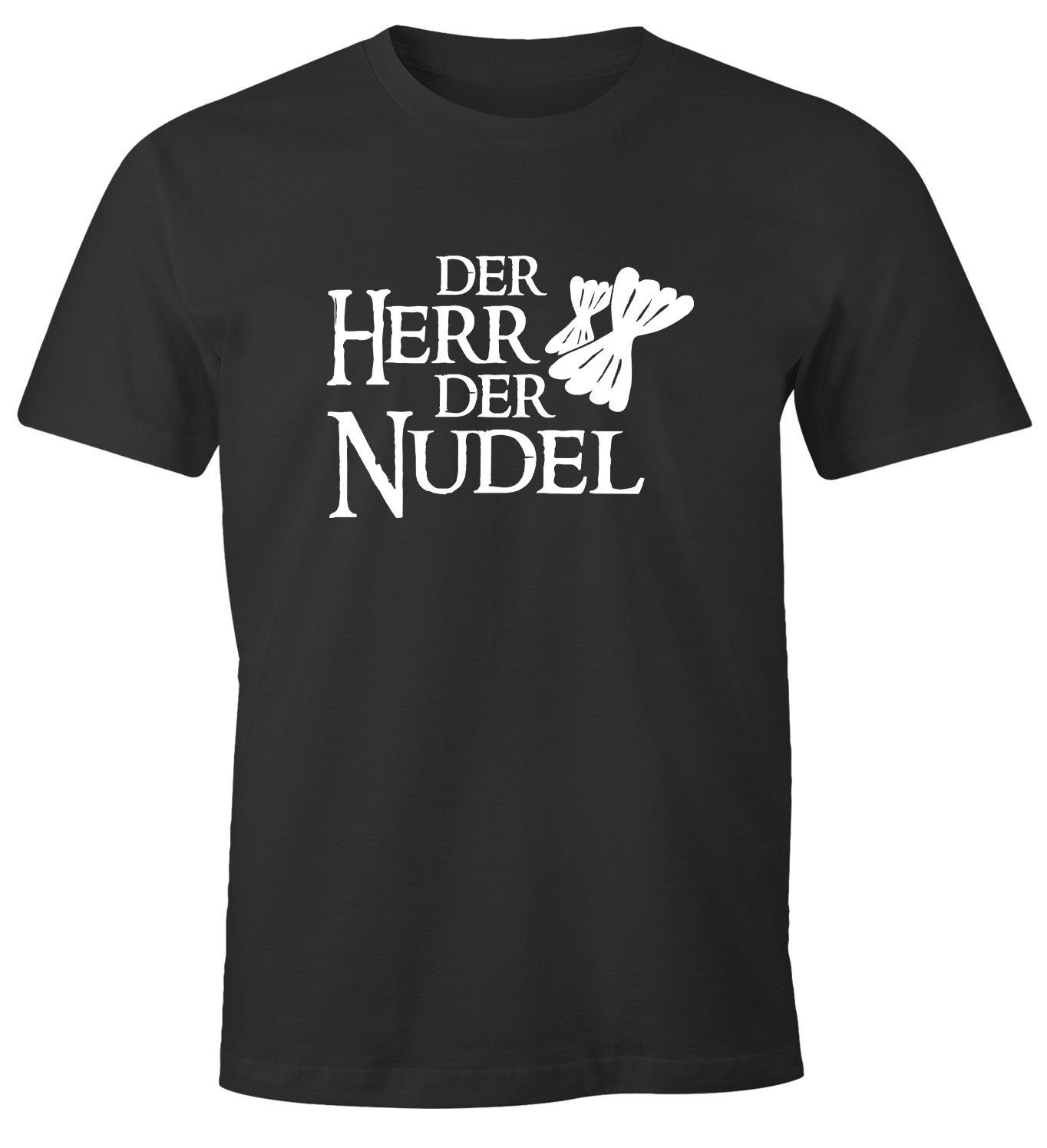 Der Parodie Film der Pasta Herr Print Herren bunkern Moonworks® Nudel mit MoonWorks kaufen hamstern Print-Shirt Hamsterkäufe T-Shirt