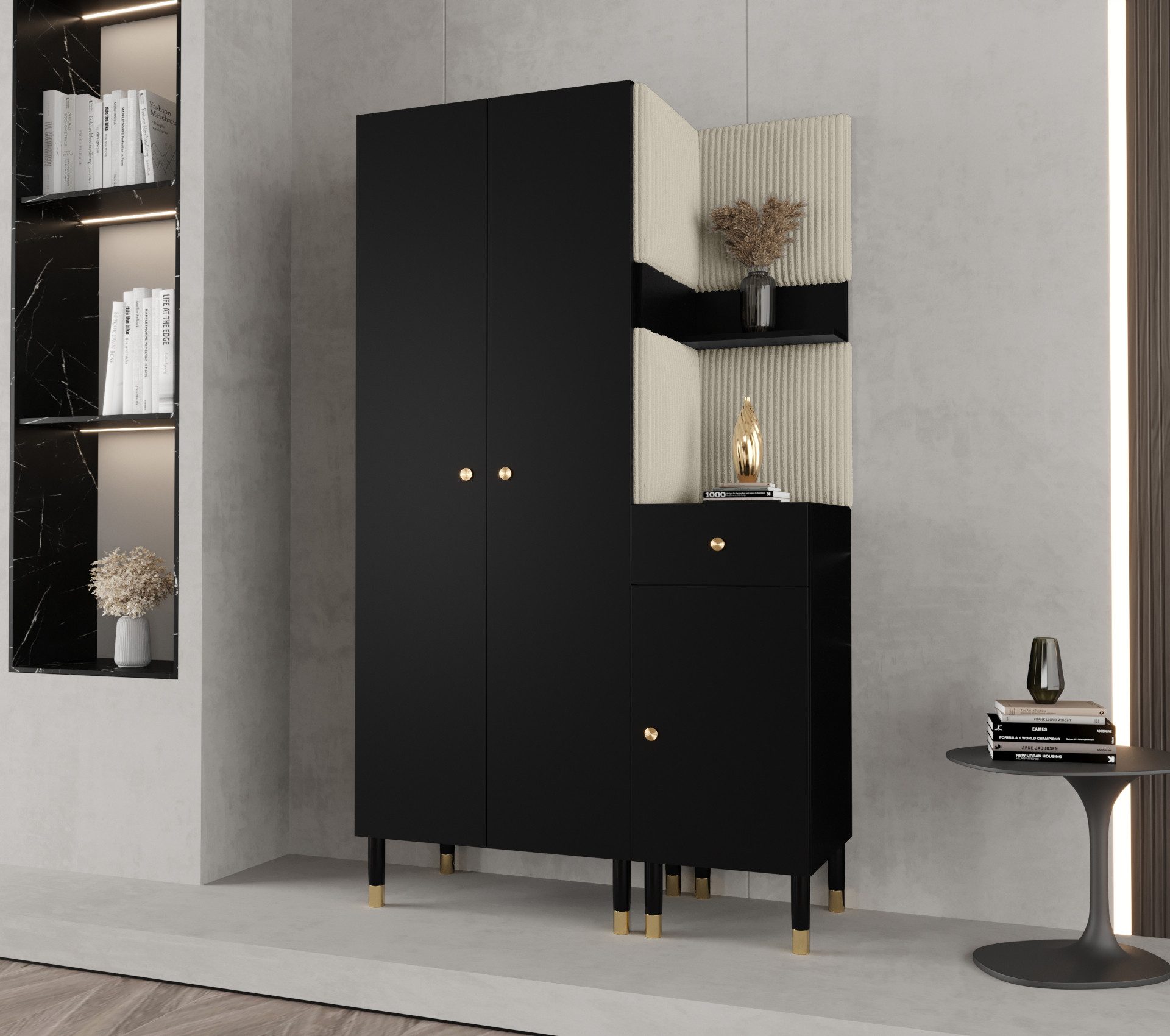 ABIKS MÖBEL Kompaktgarderobe PALERMO Set 6 Garderobe mit gepolsterten Paneelen, Industriell Design