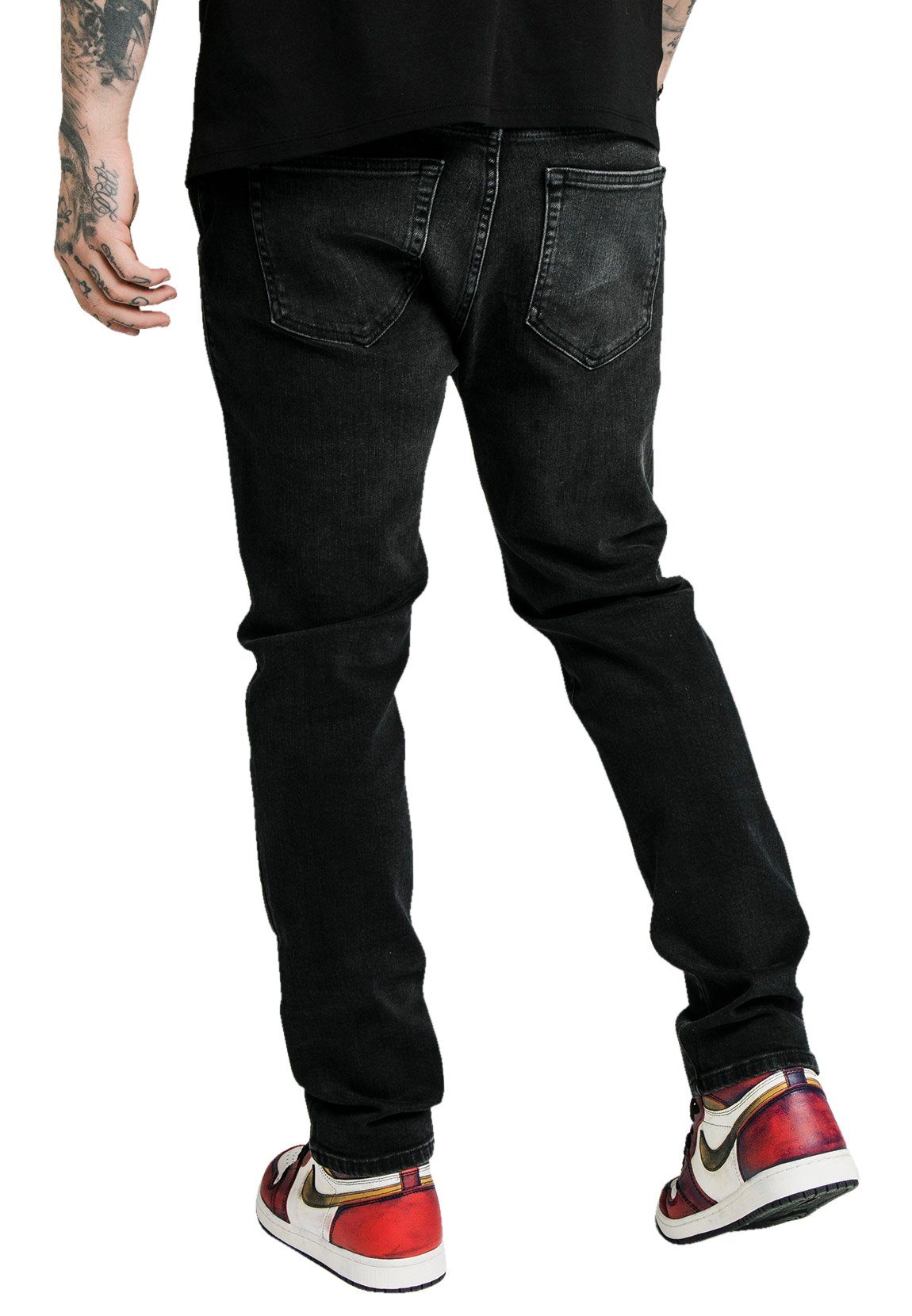 Jeans Herren Straight-Jeans Black RECYCLED SikSilk DENIM STRAIGHT SS-18037 Siksilk CUT