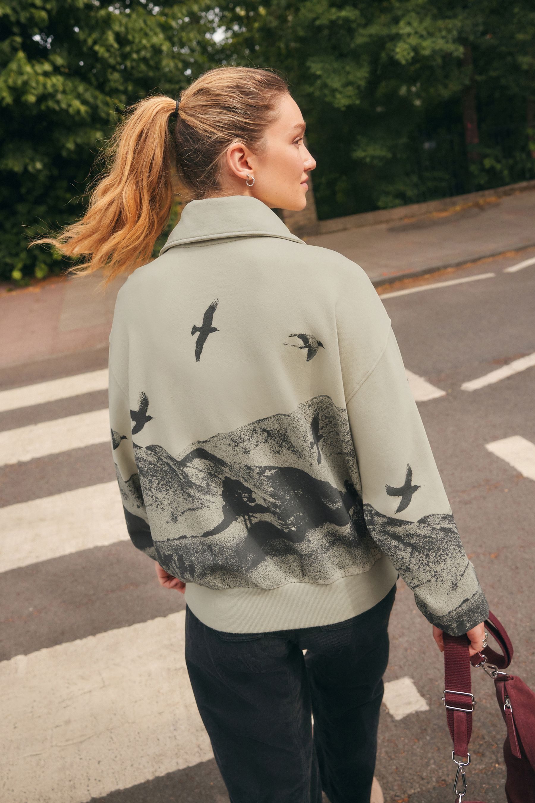 Next Sweater Grafikdruck Landschaft im Freien Troyer aus Fleece (1-tlg) günstig online kaufen