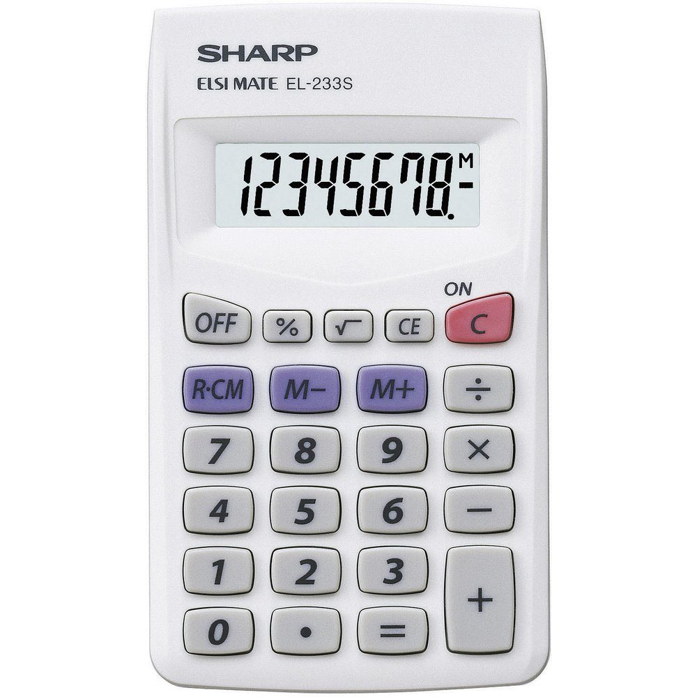 Sharp Сумкиrechner Sharp EL-233 S Сумкиrechner Weiß Display (Stellen): 8 batteriebetri