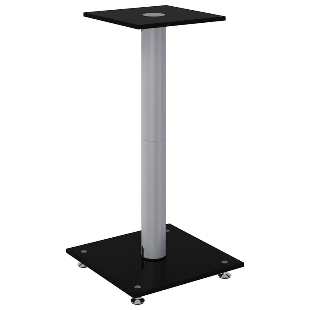 vidaXL Lautsprecherständer Lautsprecher-Ständer 2 Stk. Schwarz & Silbern Hartglas 1 Säule