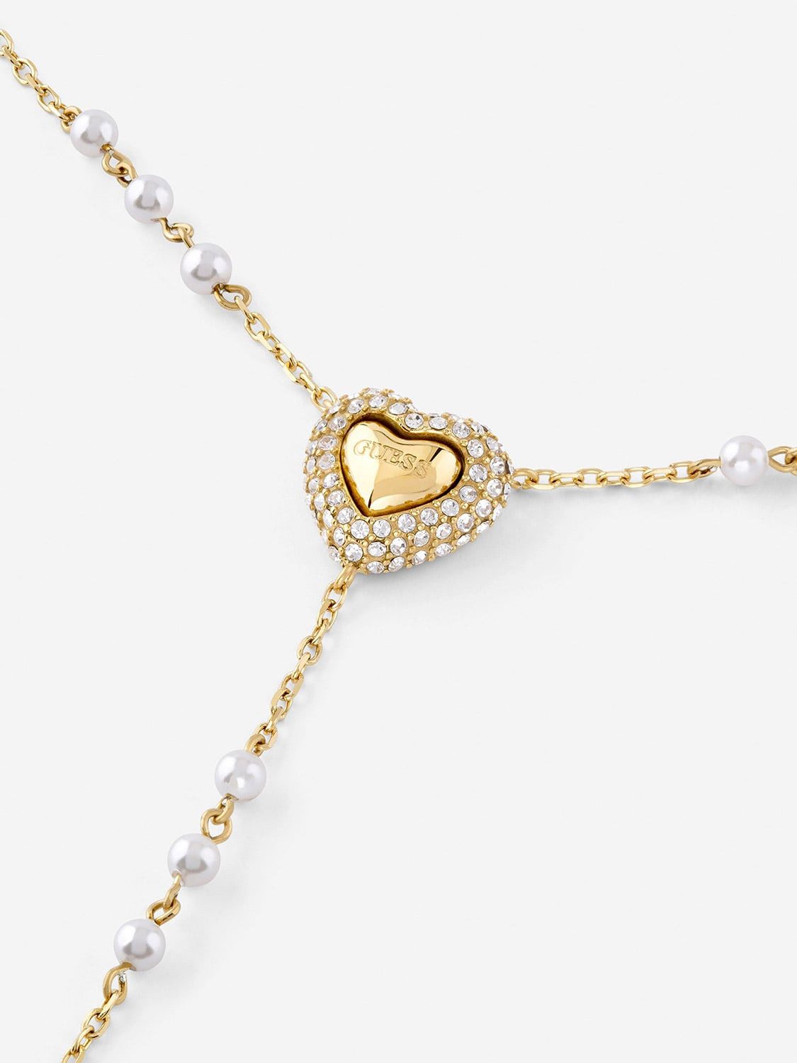 Guess Kette mit Anhänger JUBN06007JWYGT/U, für Damen Pavé Herz Y Goldfarben