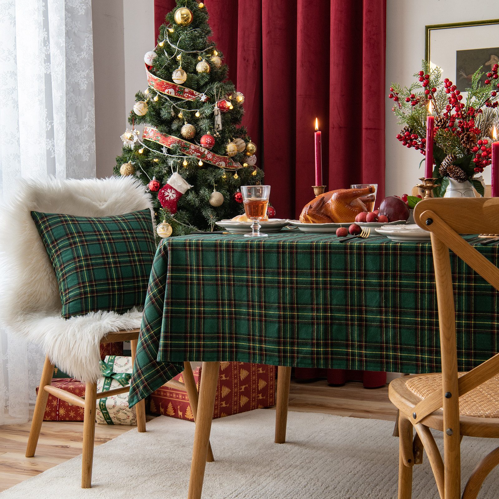 BTTO Tischdecke Weihnachten Tischdecke, Karierte Tischdecke günstig online kaufen