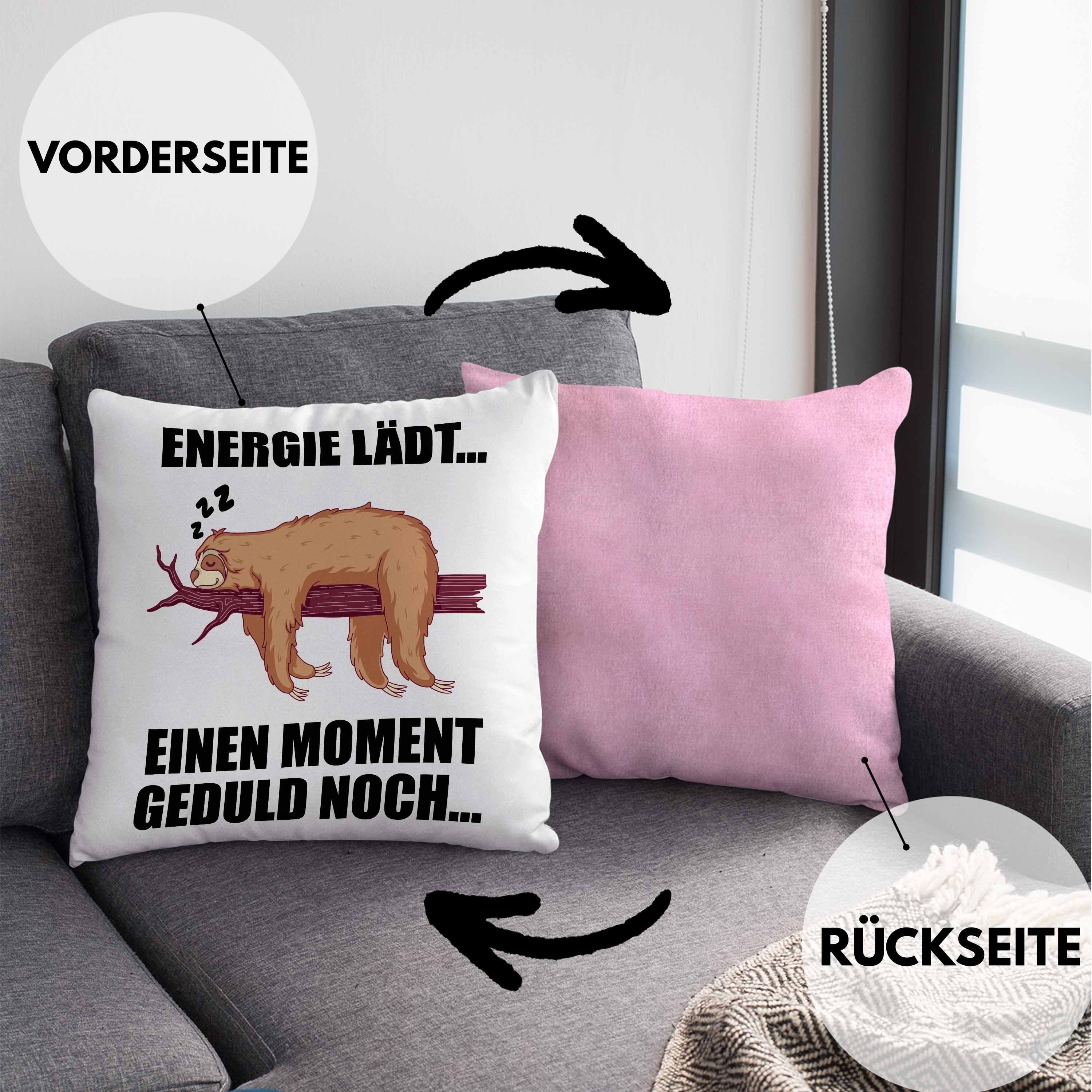 Trendation Dekokissen Trendation Füllung Geschenk mit Faul Frauen Ich Spruch Bin Rosa Kissen Energiesparmodus Ich Kissen Spruch Bin mit Faultier - Im Nicht