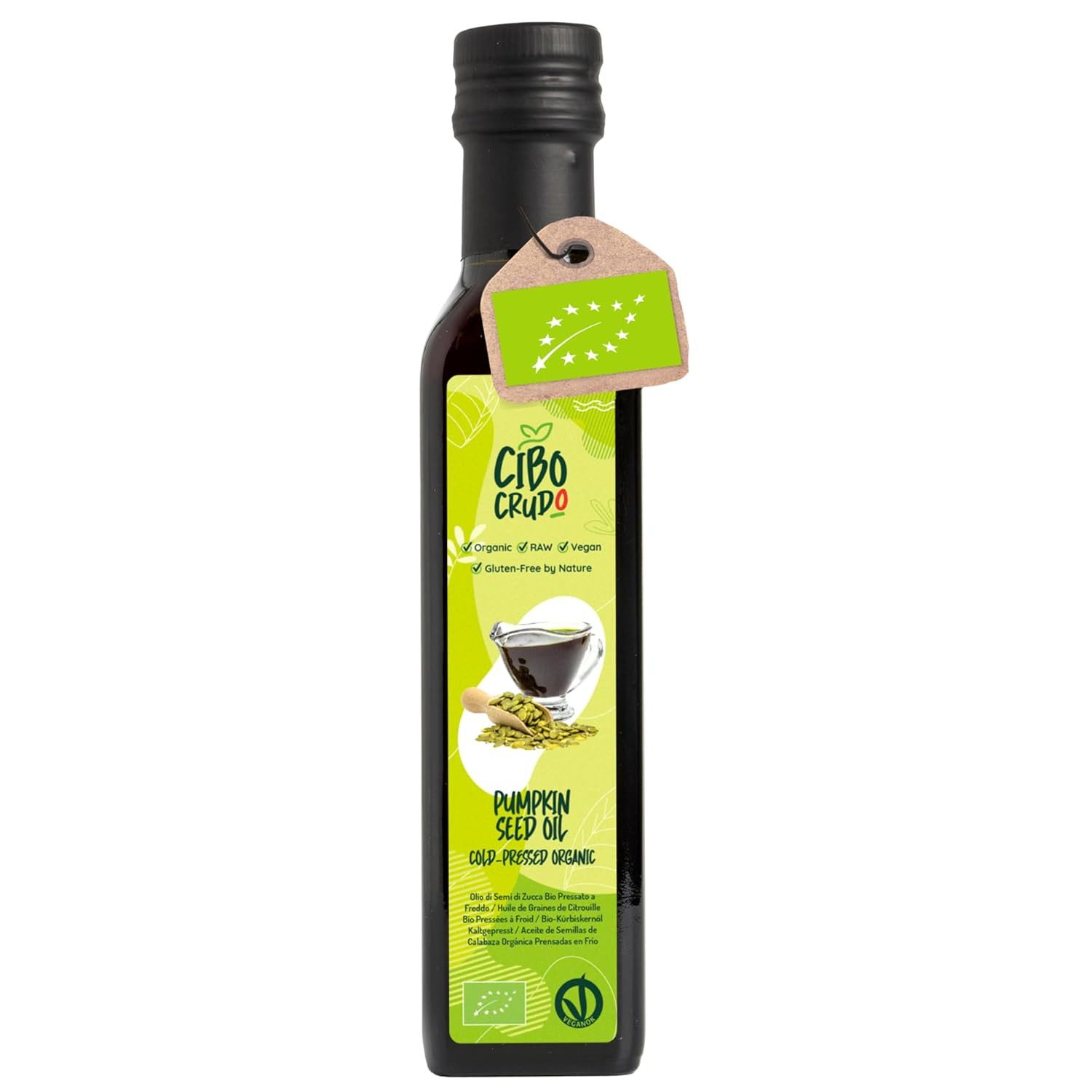 Kürbiskernöl Bio Kaltgepresst Rein und Ungeröstet - 250ml Öl