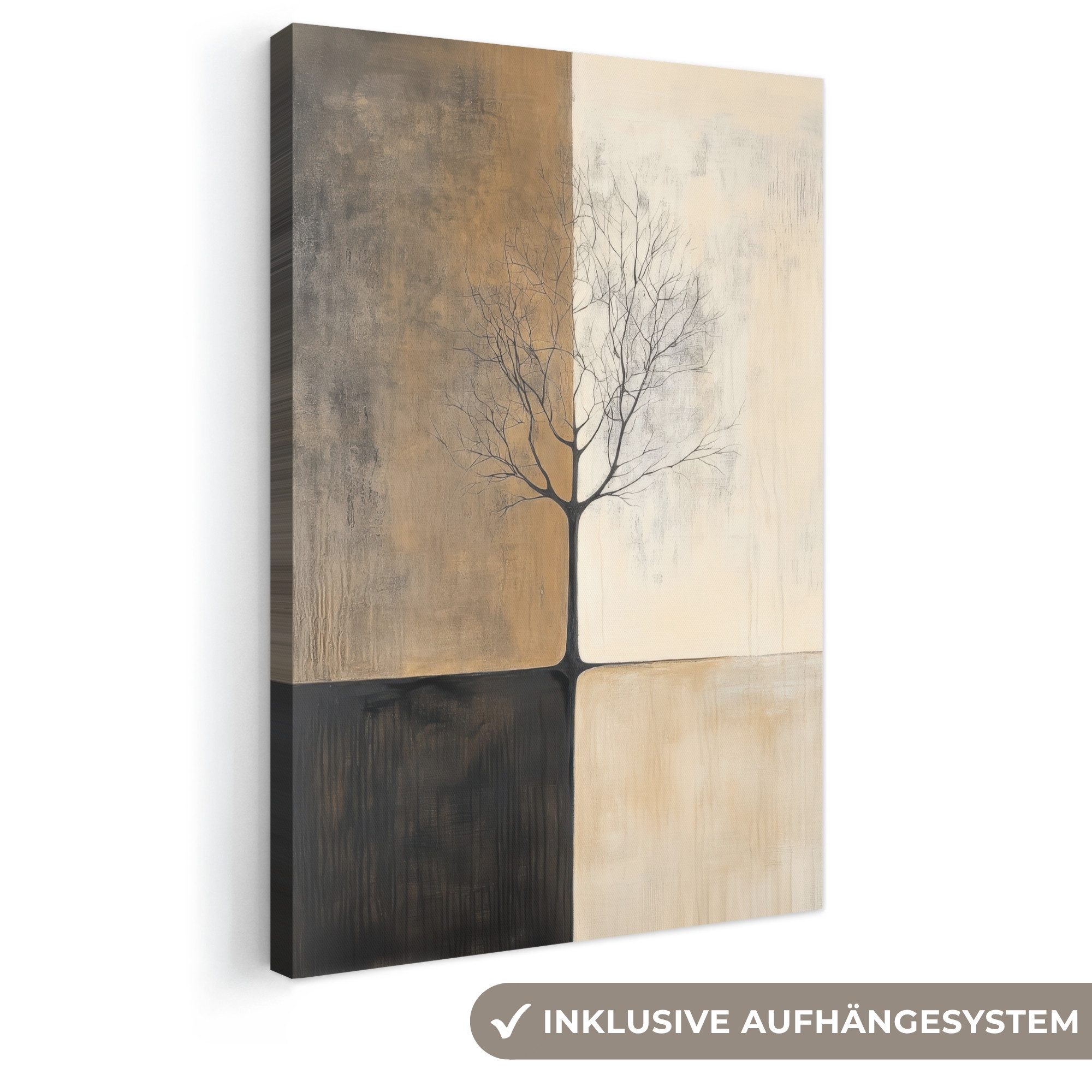 OneMillionCanvasses® Leinwandbild Baum - Ebenen - Äste - Farbverlauf, Fotodruck (1 St), Leinwand Canvas Wandbild, Wanddekoration 20x30 cm
