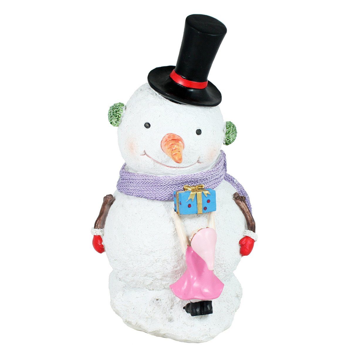 Weihnachtsfigur Schneemann Figur mit Püppchen Weihnachtsfiguren