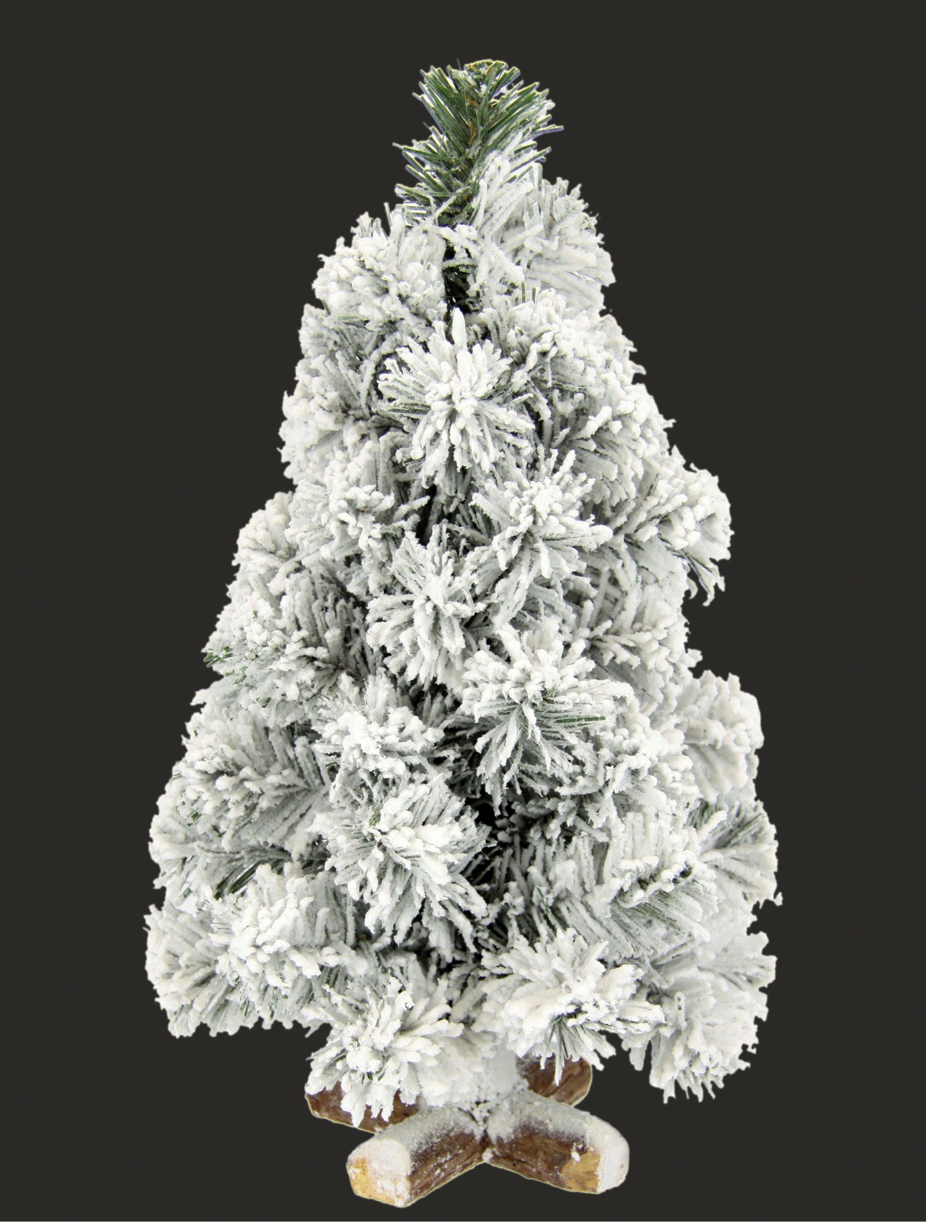 I.GE.A. Dekobaum Weihnachtsdeko, Weihnachtsbaum (1 St), Tannenbaum auf Holzfuß mit Kunstschnee 38 cm