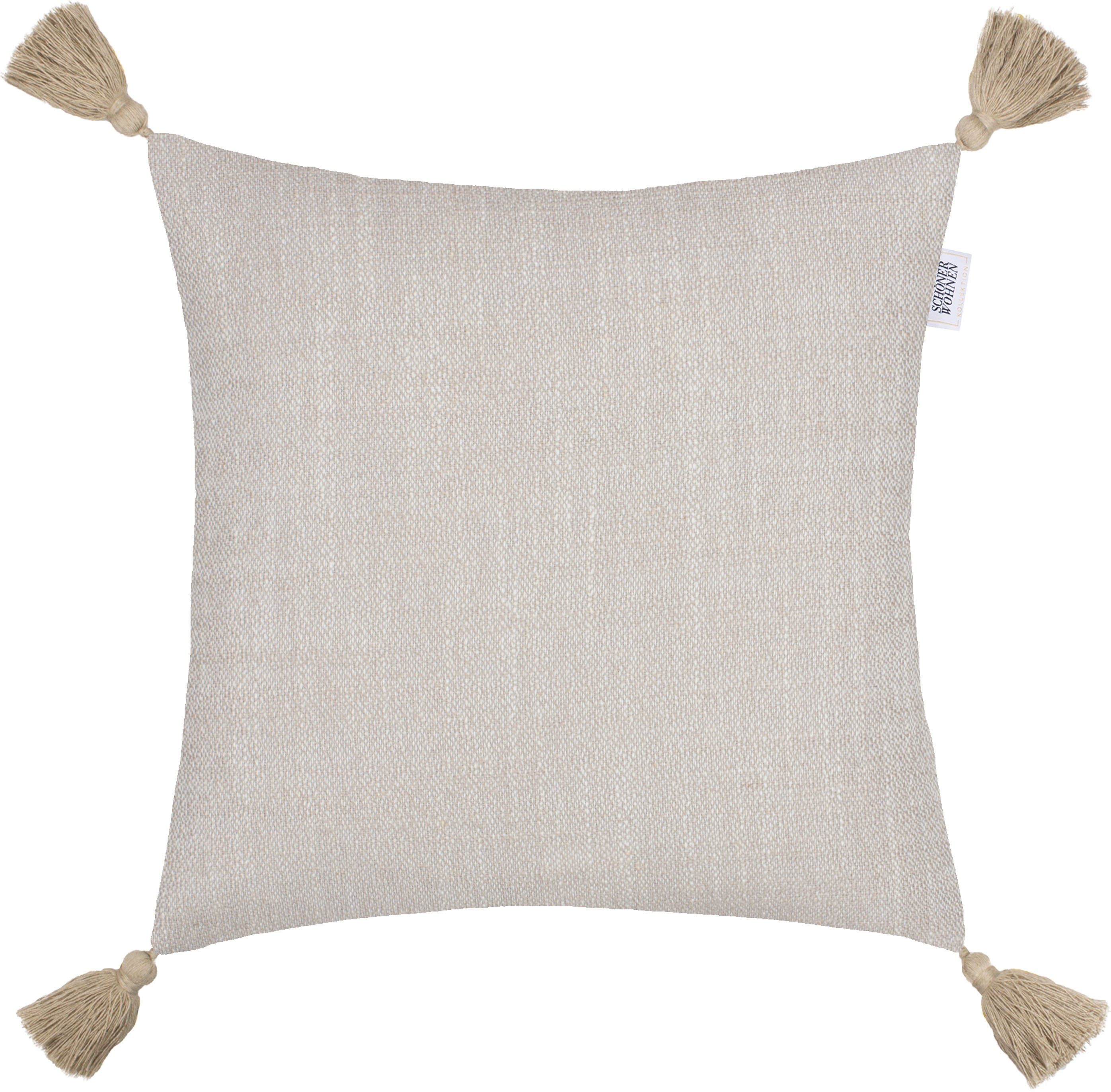 SCHÖNER WOHNEN-Kollektion Dekokissen Quasten, 35x35 sand/beige/natur mit Boho, cm